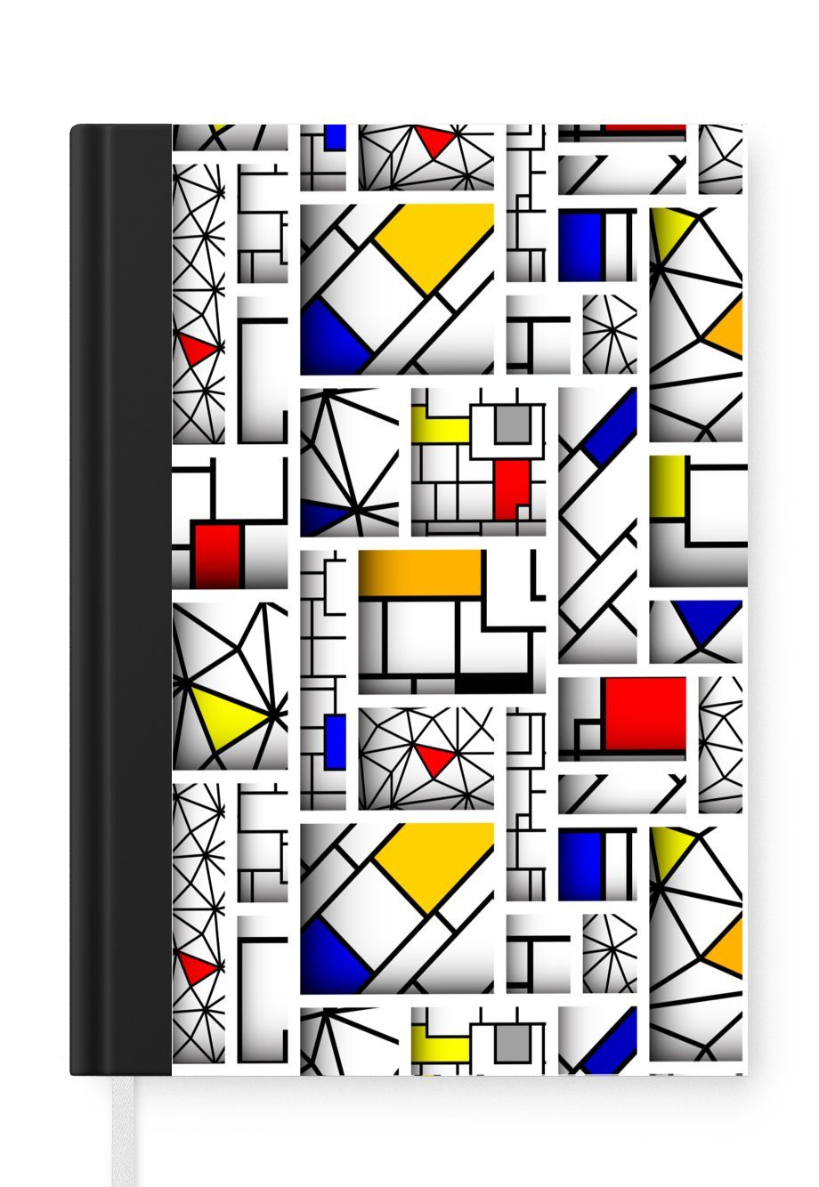 MuchoWow Notizbuch Mondrian - Formen - Gestaltung - Muster, Journal, Merkzettel, Tagebuch, Notizheft, A5, 98 Seiten, Haushaltsbuch