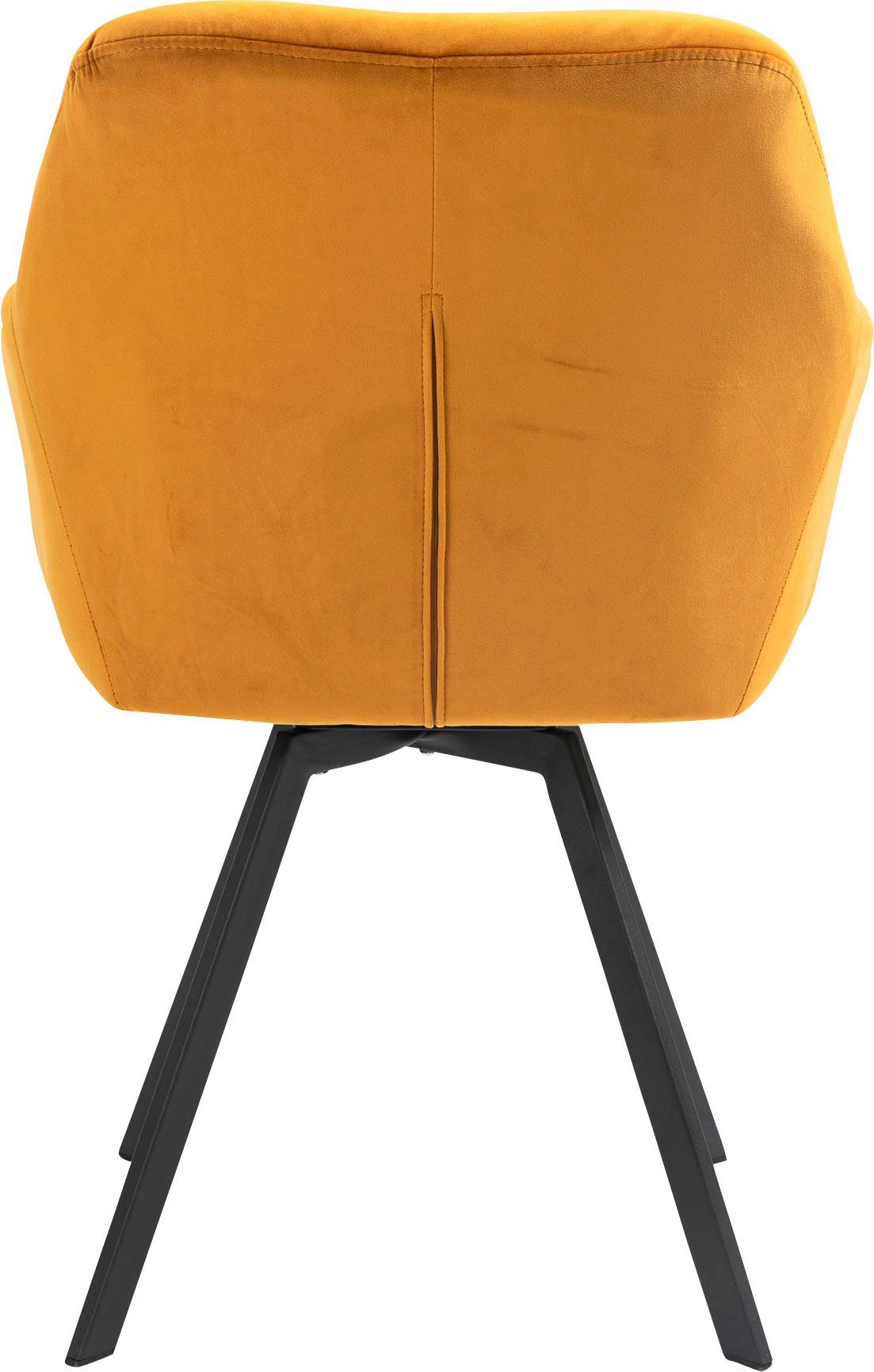SalesFever Armlehnstuhl (1 St), Sitzfläche Senfgelb Drehplatte Senfgelb/Schwarz 360° | unter der