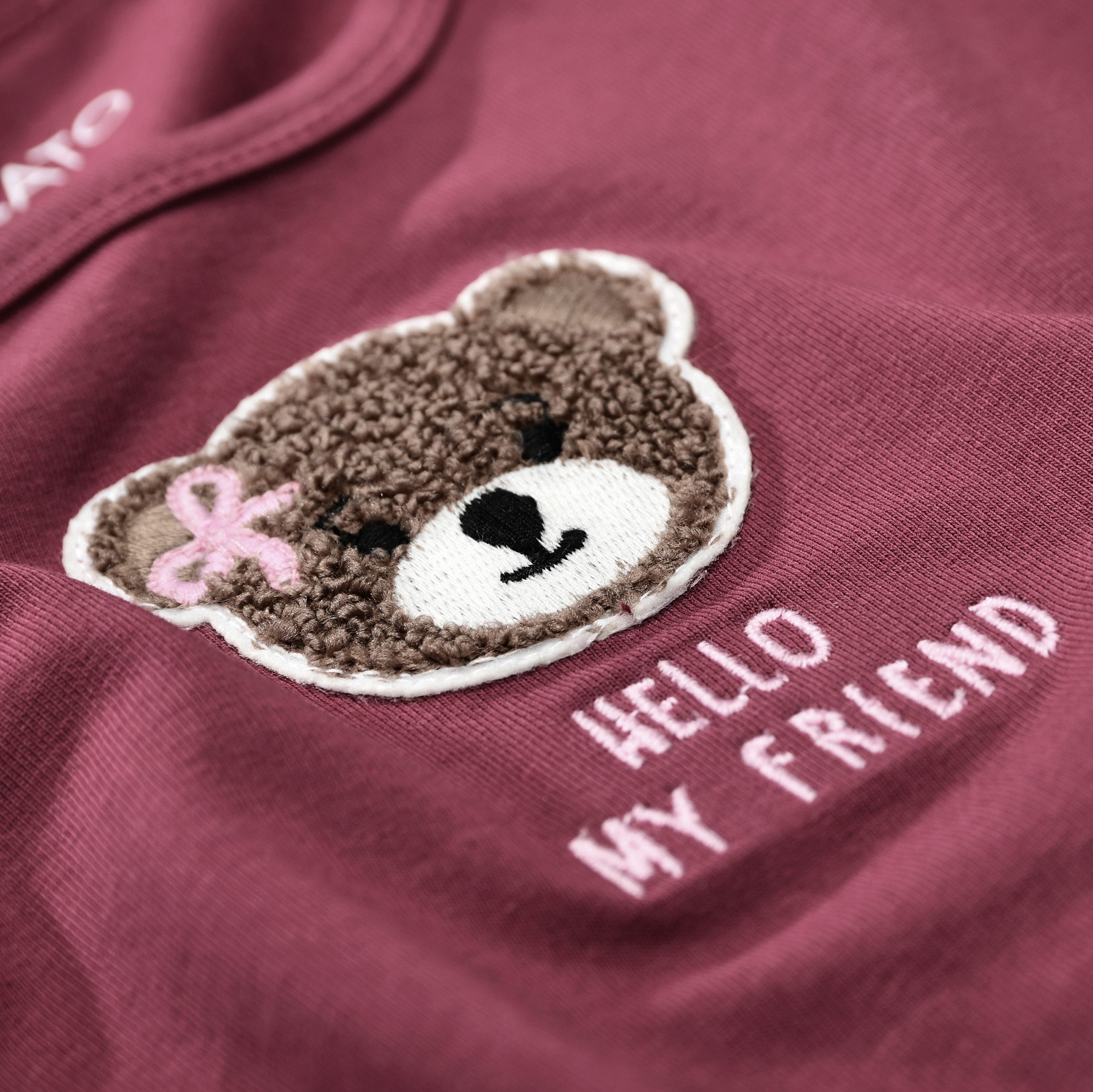 STACCATO Langarmshirt (2-tlg) 2er Pack / gestreift-unifarben / Bärchen-Aufnäher / für Girls – Bild 5 von 5