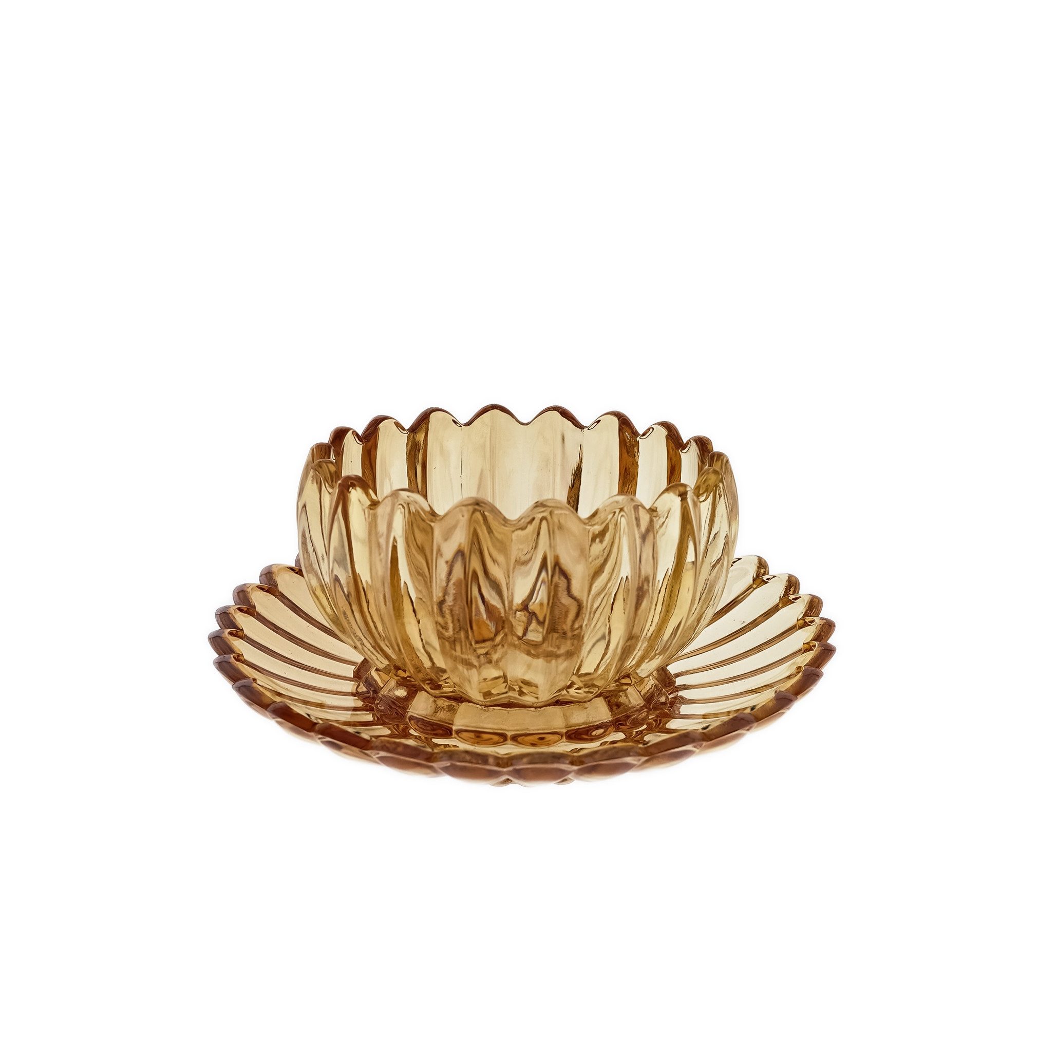 Sunay Dessertschale mit Unterteller, 12-teiliges Glasschalenset - Lotus Design, (12-tlg), Elegenate Design