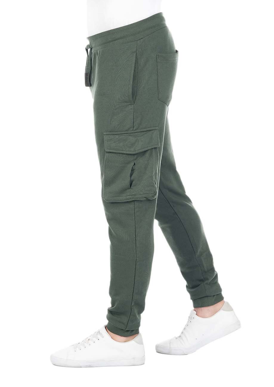 mit Sweathose Jogginghose Slim riverso Herren RIVLars Fit Green Cargotaschen Cypress Trainigshose