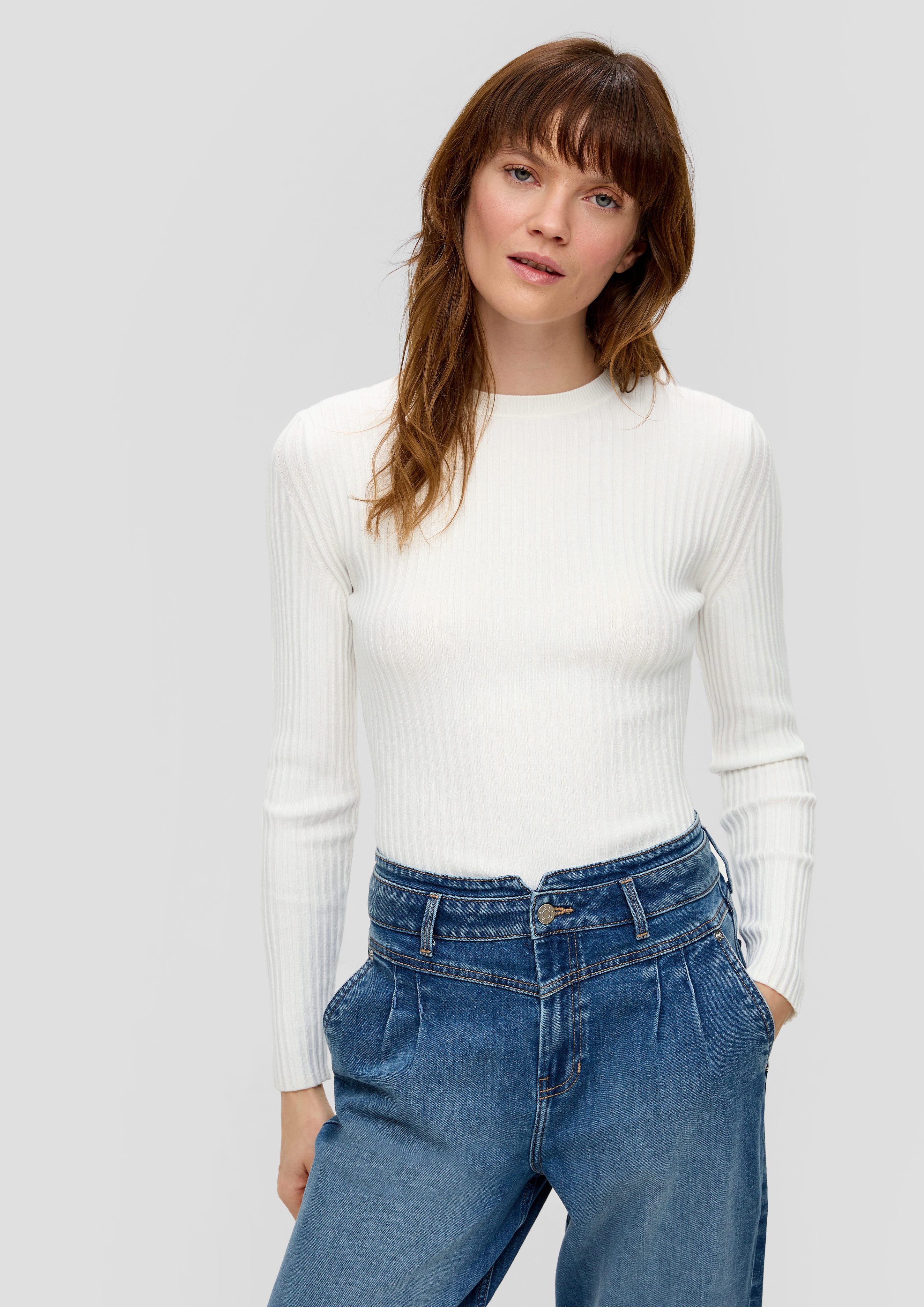 s.Oliver Strickpullover Rippstrickpullover aus Viskosemix günstig online kaufen