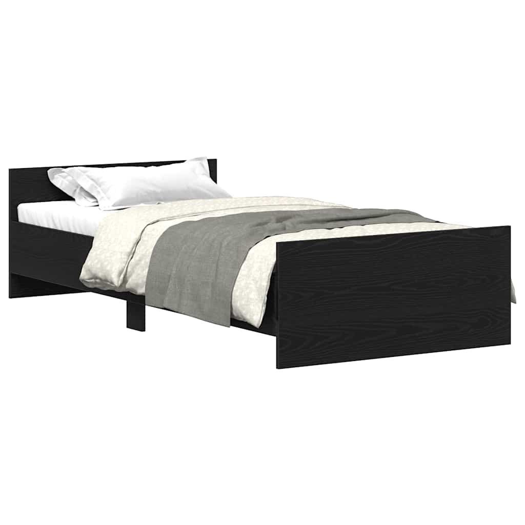 vidaXL Bett Bettgestell ohne Matratze Schwarz Eichen-Optik 90x200 cm (1-tlg)