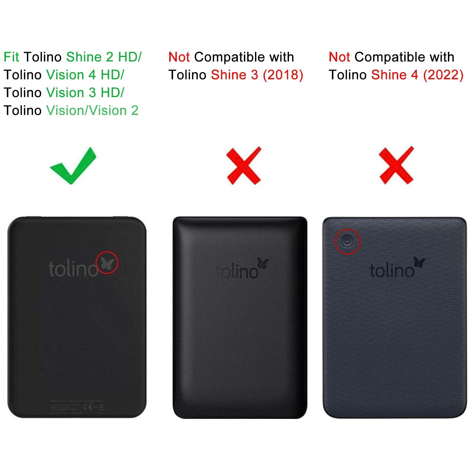 Fintie E-Reader-Hülle für Tolino Vision 4 HD/Vision 3 HD/Vision 2/Vision 1/Shine 2 HD, Ultradünne Schutzhülle mit Ruhemodus und Magnetverschluss