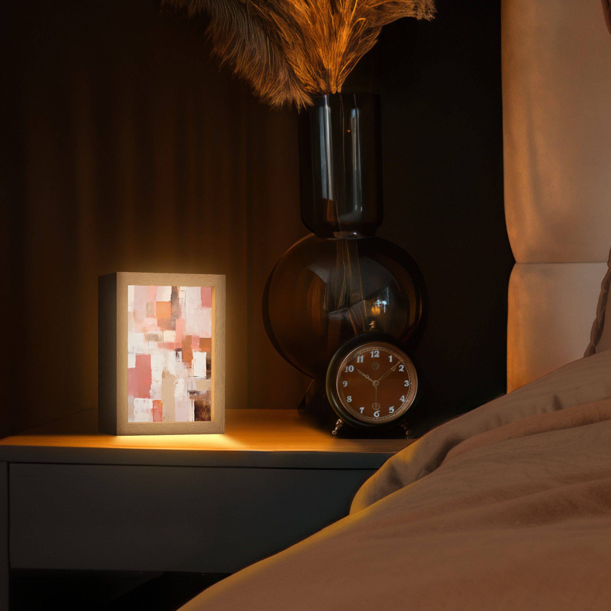 OnlyWow Tischleuchte Kunst - Rosa - Abstrakt, Dimmbar, Farbwechsel, LED, Warmweiß, Kaltweiß, Neutralweiß Einstellbar, Tischlampe, Schreibtischlampe, Desk, Dimmbar, mit Kabel, LED