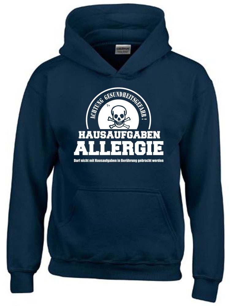 coole-fun-t-shirts Hoodie Hausaufgabenallergie Hoodie Sweatshirt mit Kapuze Gr. 116-164