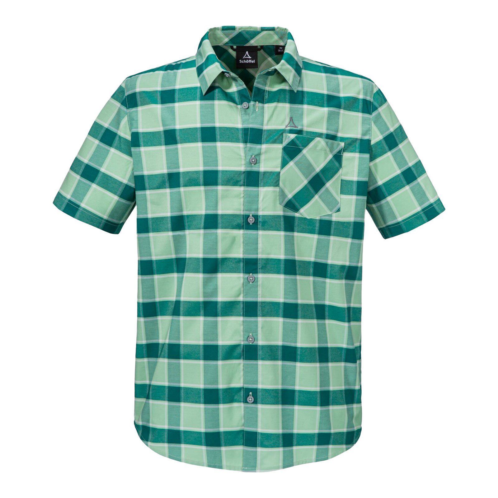 Schöffel Outdoorhemd Shirt Elmoos SH M mit gesticktem Markenlogo auf Brust und Oberarm