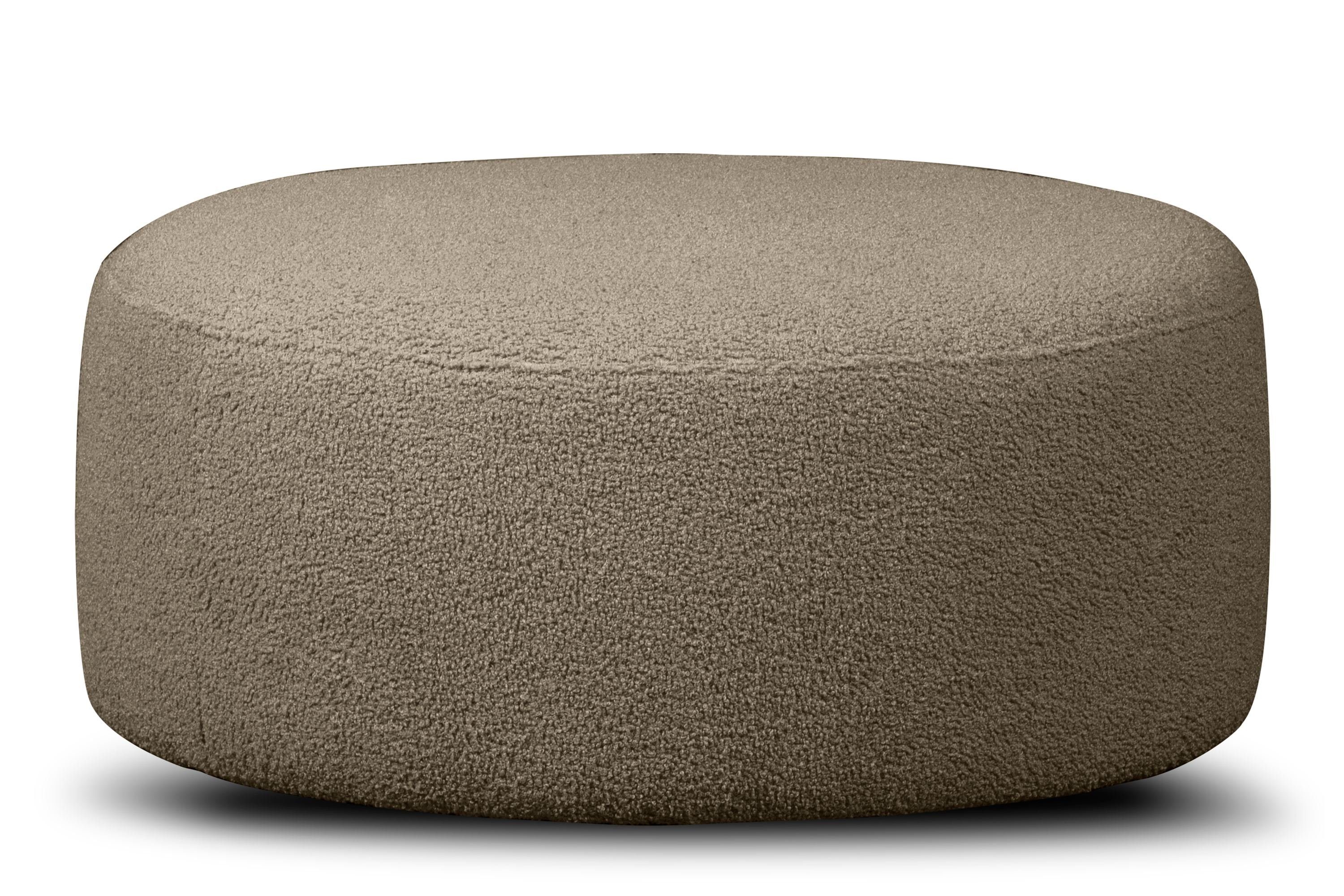 mit Sitzen Bouclé-Stoff, 360° RAGGI Sessel komfortables Konsimo Drehsessel mit Sitzhocker, Drehfunktion,