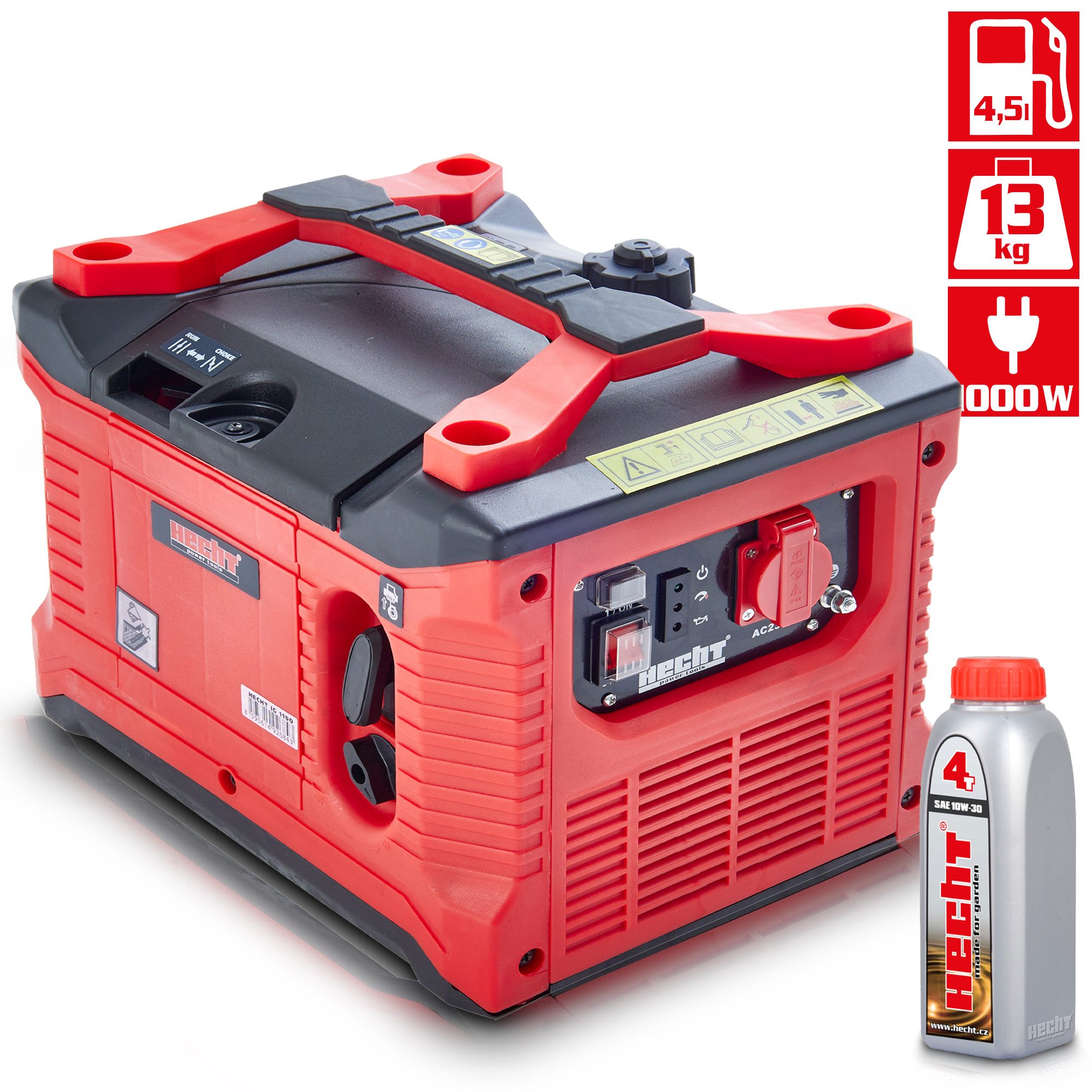 Hecht Inverter Petrol Generator IG 1100, 1.02 kW, 4.5 liters, 1000W, 53.3 cm³