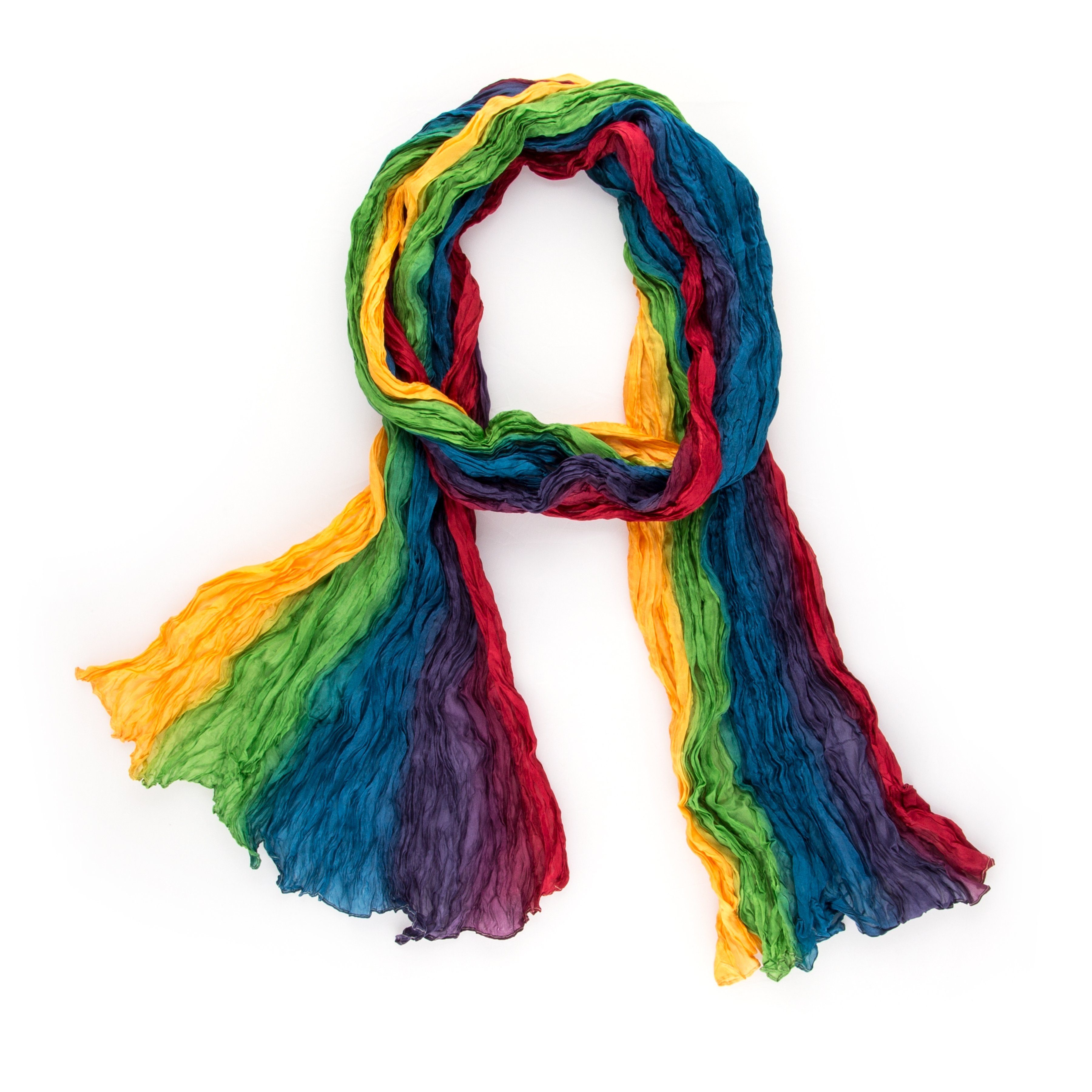 Seidenschal Knitterschal Halstuch Schal XXL Regenbogen