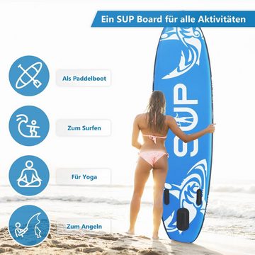 24Move SUP-Board Supboard Set, Premium Stand Up Paddleboard aufblasbar, inkl. Zubehör, Longboard, (Rucksack, Paddel, Action Cam ready, Doppelhub Pumpe, Sicherungsleine, 6 tlg., für Kinder & Erwachsene, BLAU, 366x80, bis 200 kg), mit Drop Stich Technologie und Anti-Rutsch Oberfläche