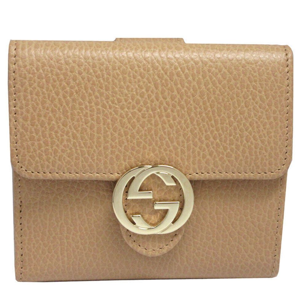 GUCCI Geldbörse Gucci Portafogli Beige Logo Dollar Calf