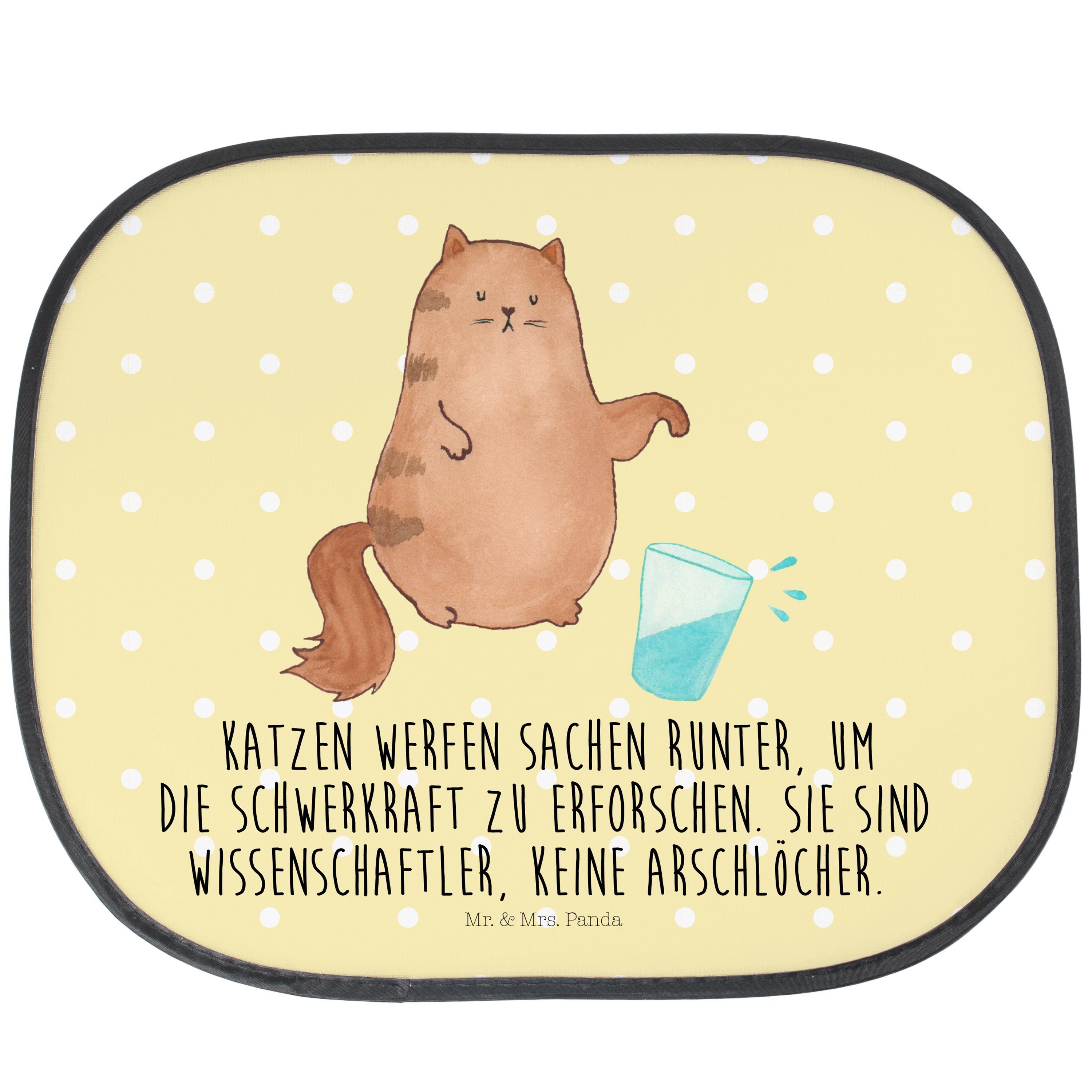 Sonnenschutz Katze Wasserglas - Gelb Pastell - Geschenk, Katzenaccessoires, Katze, Mr. & Mrs. Panda, Seidenmatt