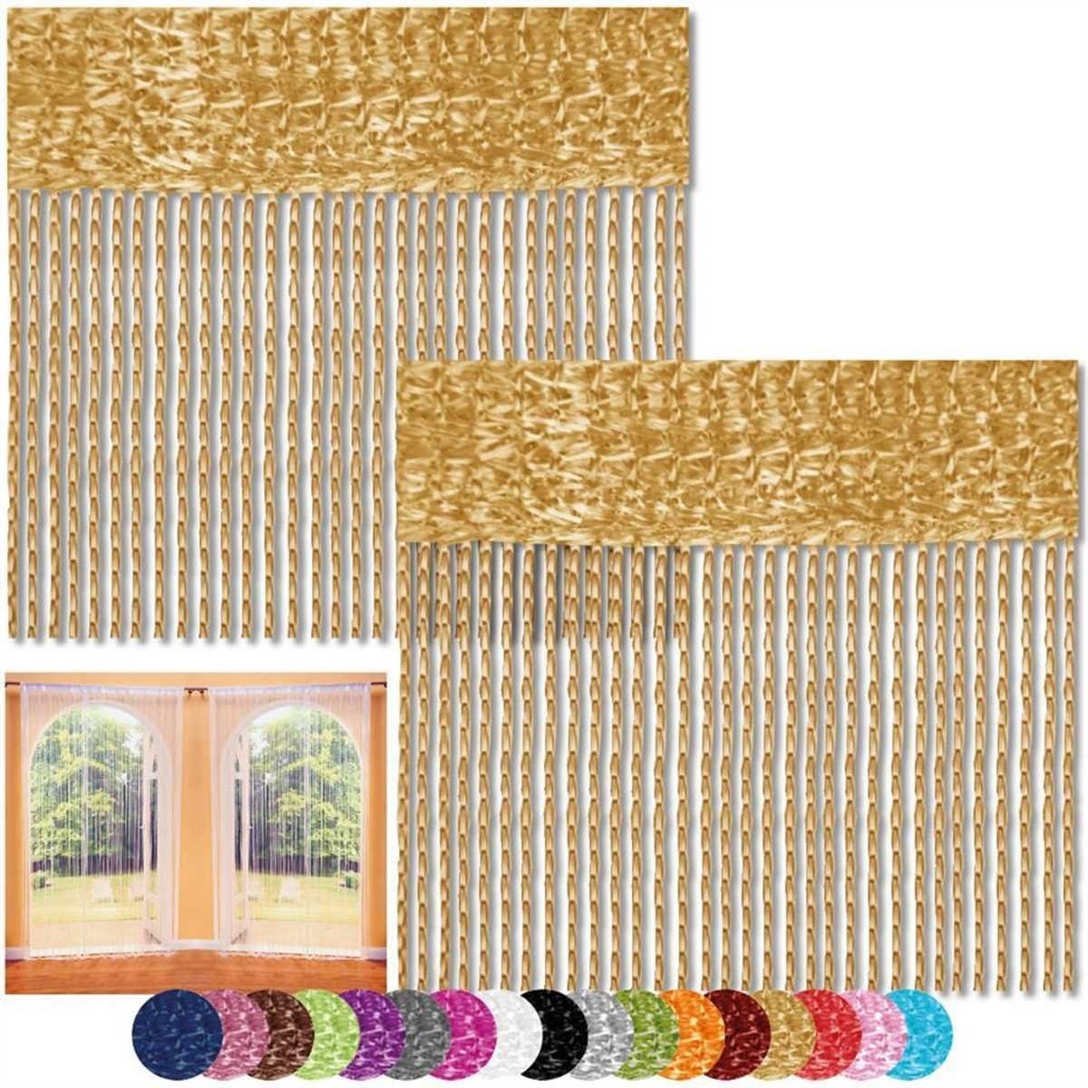 Bestlivings Fadenvorhang (2 St), Stangendurchzug, halbtransparent, Fadengardinen mit Stangendurchzug, Vorhang