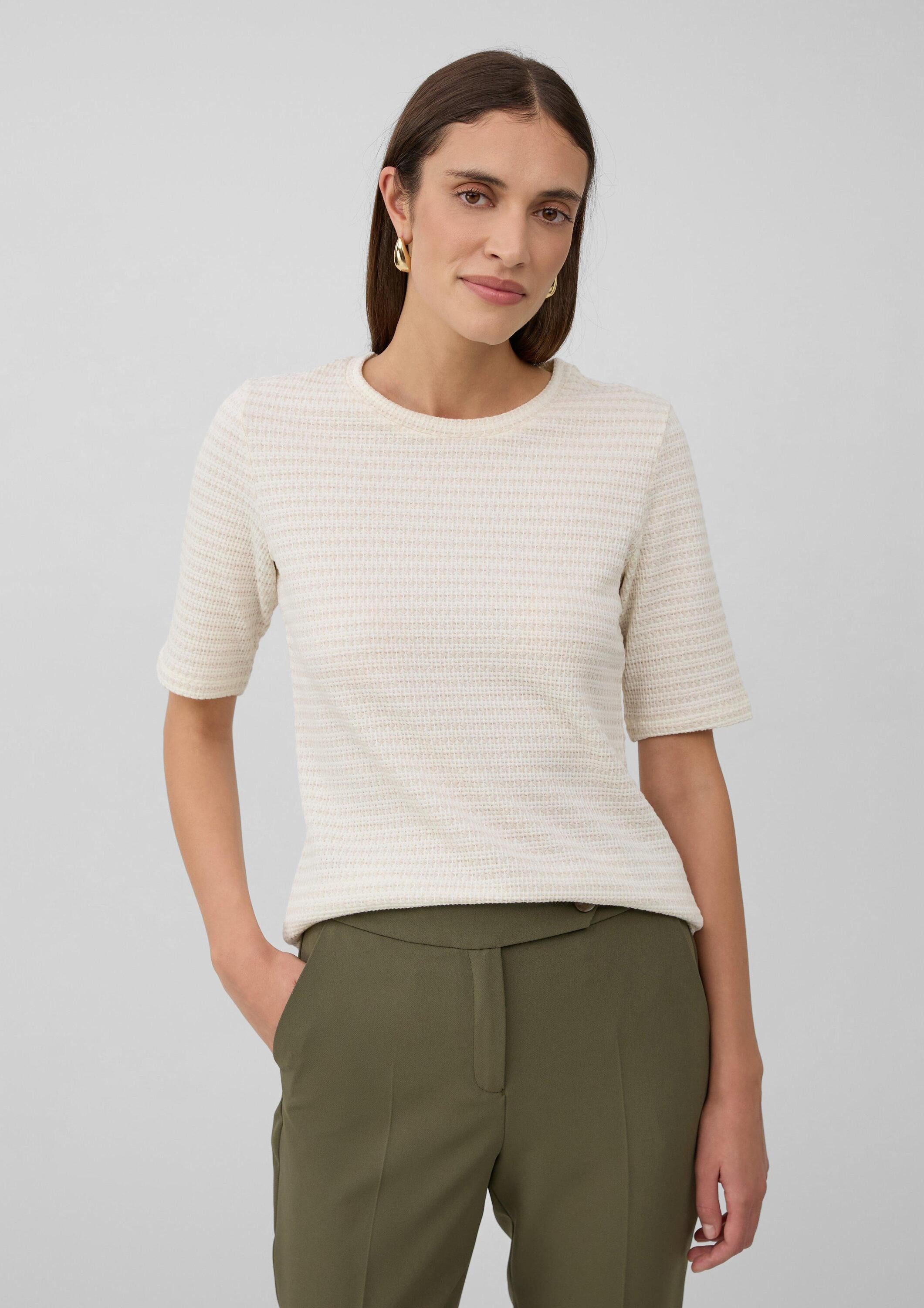s.Oliver Kurzarmshirt T-Shirt Bicolor-Shirt mit Strukturmuster günstig online kaufen