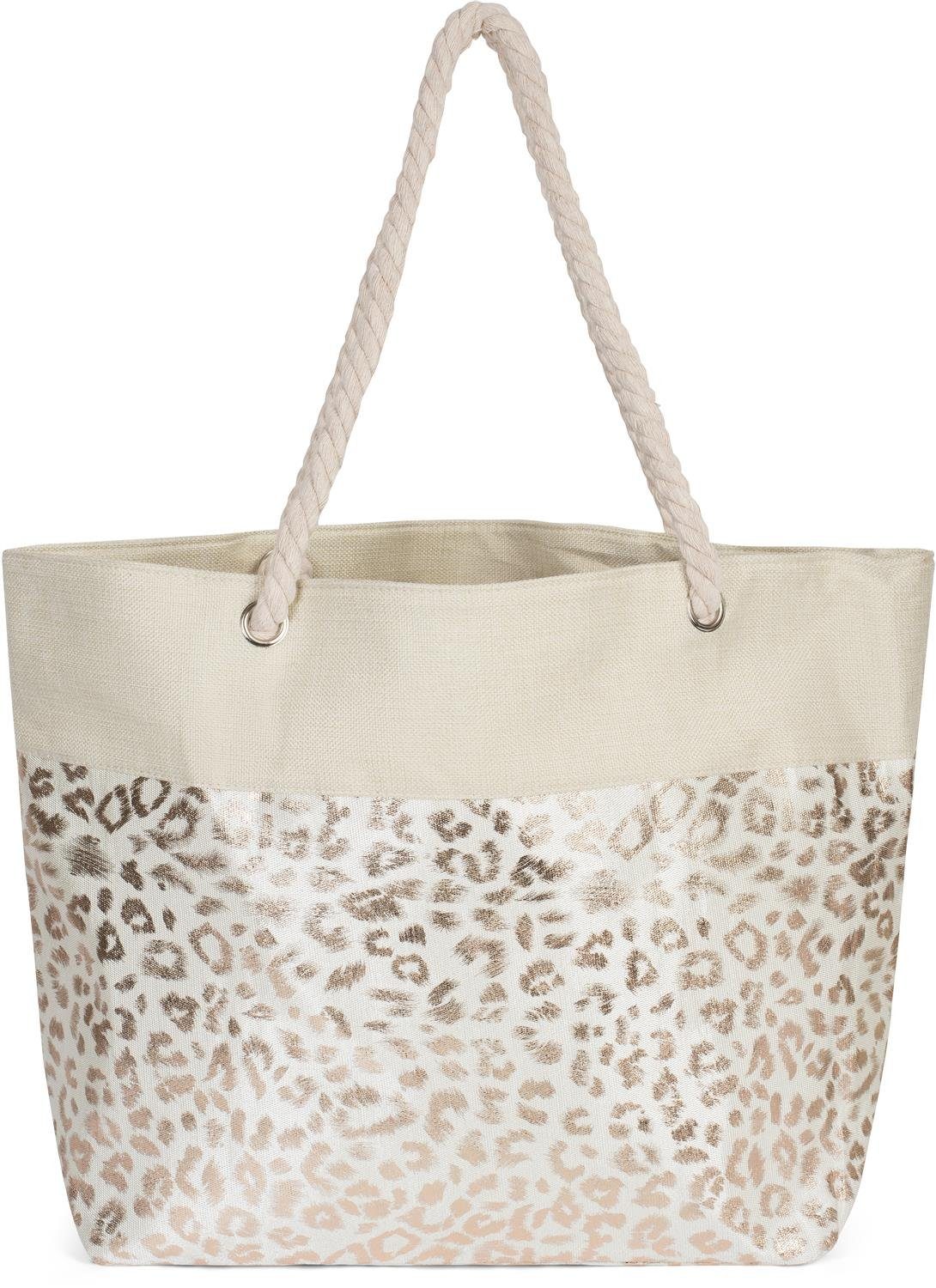 styleBREAKER Strandtasche (1-tlg), Strandtasche mit metallic Leoparden Print