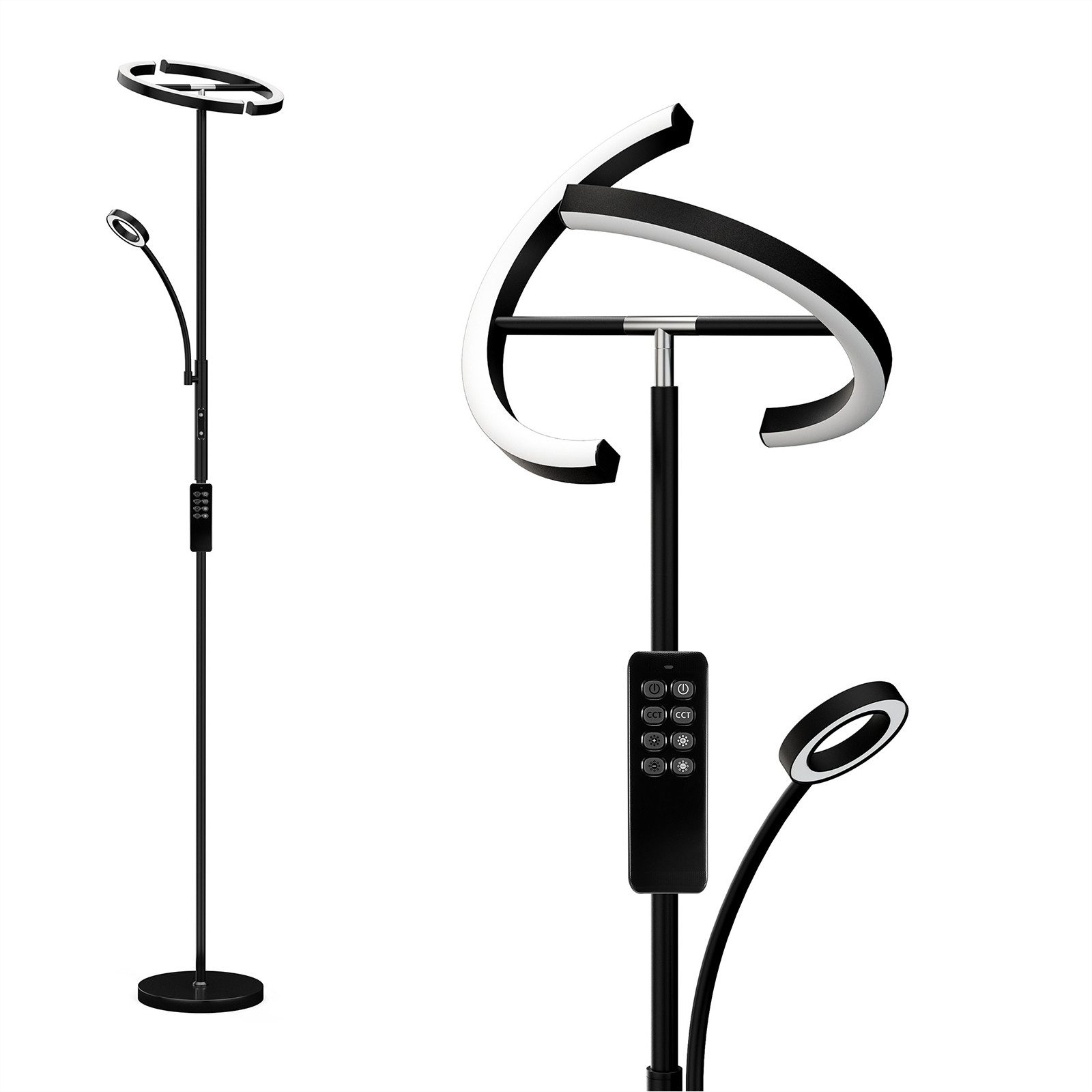 Stehlampe LED Dimmbar Schwarz Stehleuchte mit fernbedienung
