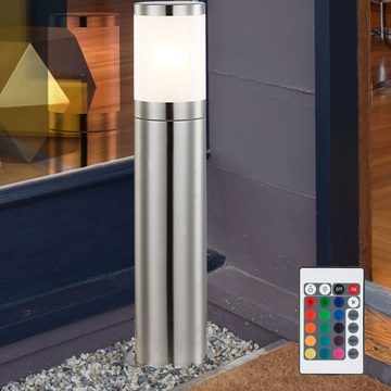 etc-shop LED Außen-Stehlampe, Leuchtmittel inklusive, Warmweiß, Farbwechsel, Außen Steh Lampe Farbwechsler Fernbedienung Sockel