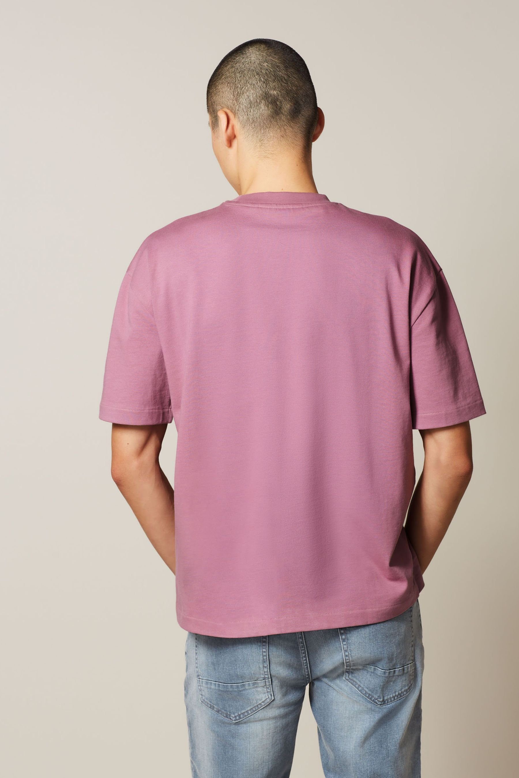 Relaxed (1-tlg) T-Shirt Print-Shirt schweres Fit, Pink Next