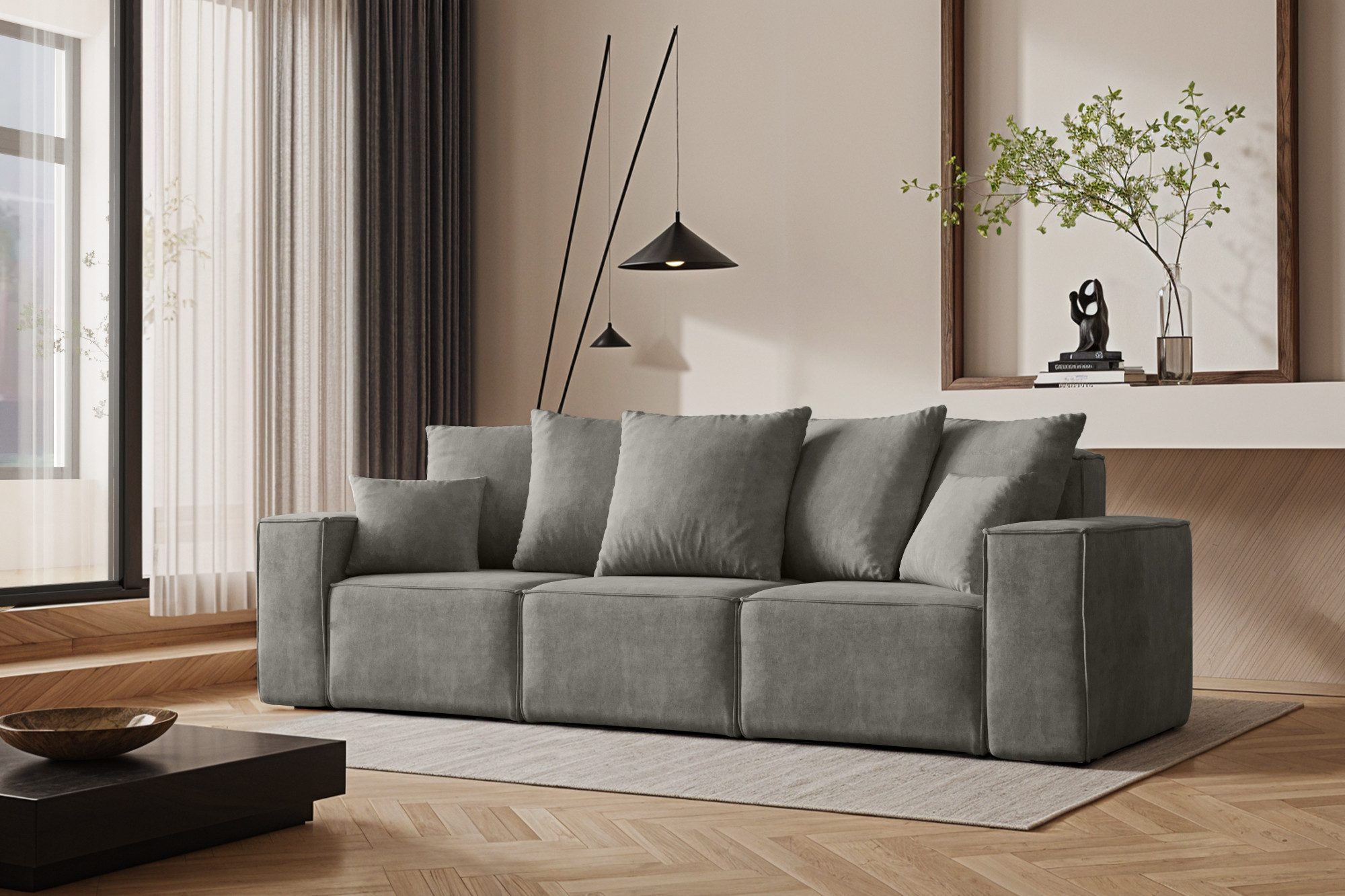Kaiser Möbel Schlafsofa Sofa 3 Sitzer Ella Modern mit Schlaffunktion stoff Noel