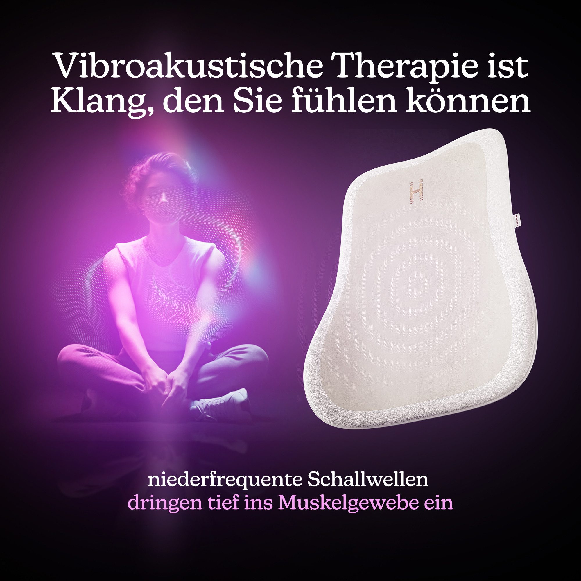 HOMEDICS Massagesitzauflage Bridge Vibroakustisches Massagekissen Bluetooth Klangwellen, 5 Programme, Bluetooth®, Fernbedienung, Sitzen & Liegen