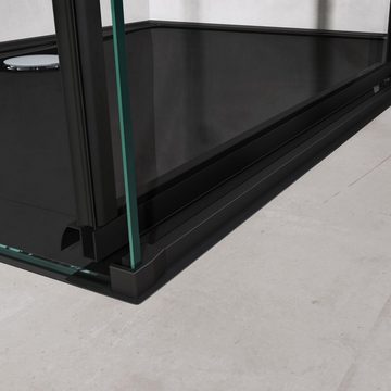 doporro Eckdusche Duschkabine Ravenna19K schwarz ESG-Sicherheitsglas Nano-Beschichtung, BxT: 100x70 cm, Einscheibensicherheitsglas, mit Schiebetür