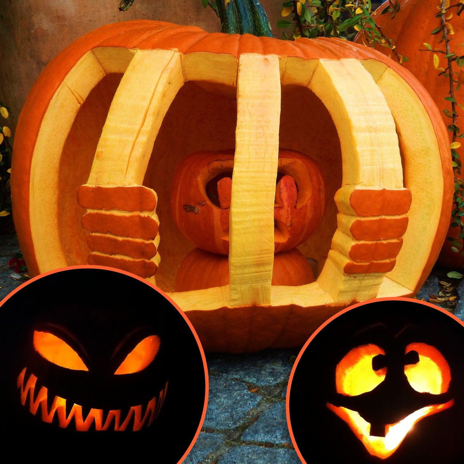 com-four Schälmesser Kürbis Schnitzset mit Motiv-Griffen für Halloween, Verschiedene Schneide- & Schnitzwerkzeuge zum Aushöhlen von Kürbissen – Bild 2 von 5