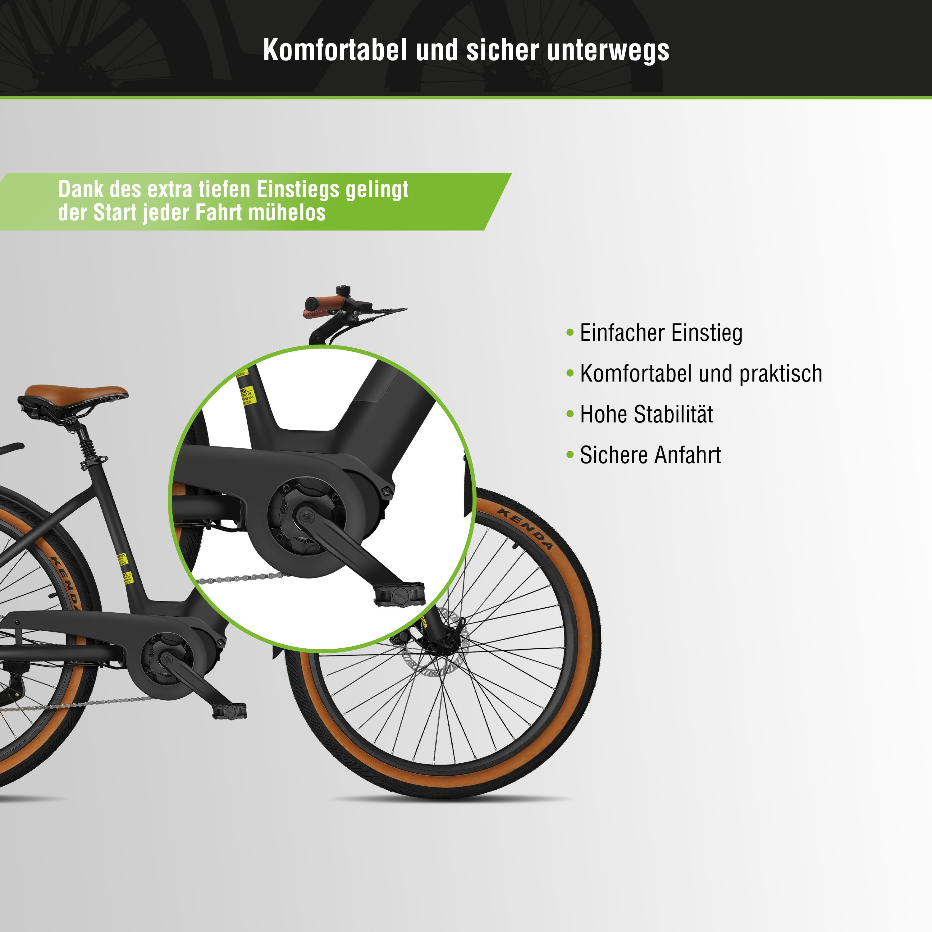 SachsenRAD E-Bike Cityrad C5 mit Diebstahlsicherung, 7 Gang Shimano 7SP TOURNEY TY300 Schaltwerk, Kettenschaltung, Mittelmotor, 470 Wh, (Tiefeinsteiger), TFT Fa – Bild 5 von 5
