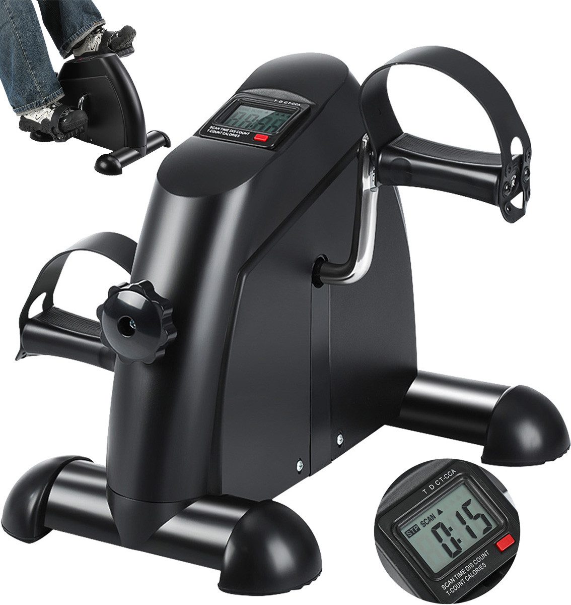 oyajia Mini-Heimtrainer Mini Heimtrainer & Bewegungstrainer für Arm- und Beintraining (Kompaktes Fitnessgerät mit LCD-Display & Einstellbarem Widerstand, Rutschfeste Pedale, leiser Lauf & ideal für Büro oder Zuhause), Mobiler Pedaltrainer zur Förderung von Kreislauf & Gelenkbewegung