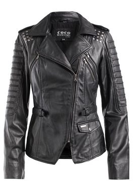 CBL Lederjacke Lederjacke mit Nieten Dekor im Biker Style