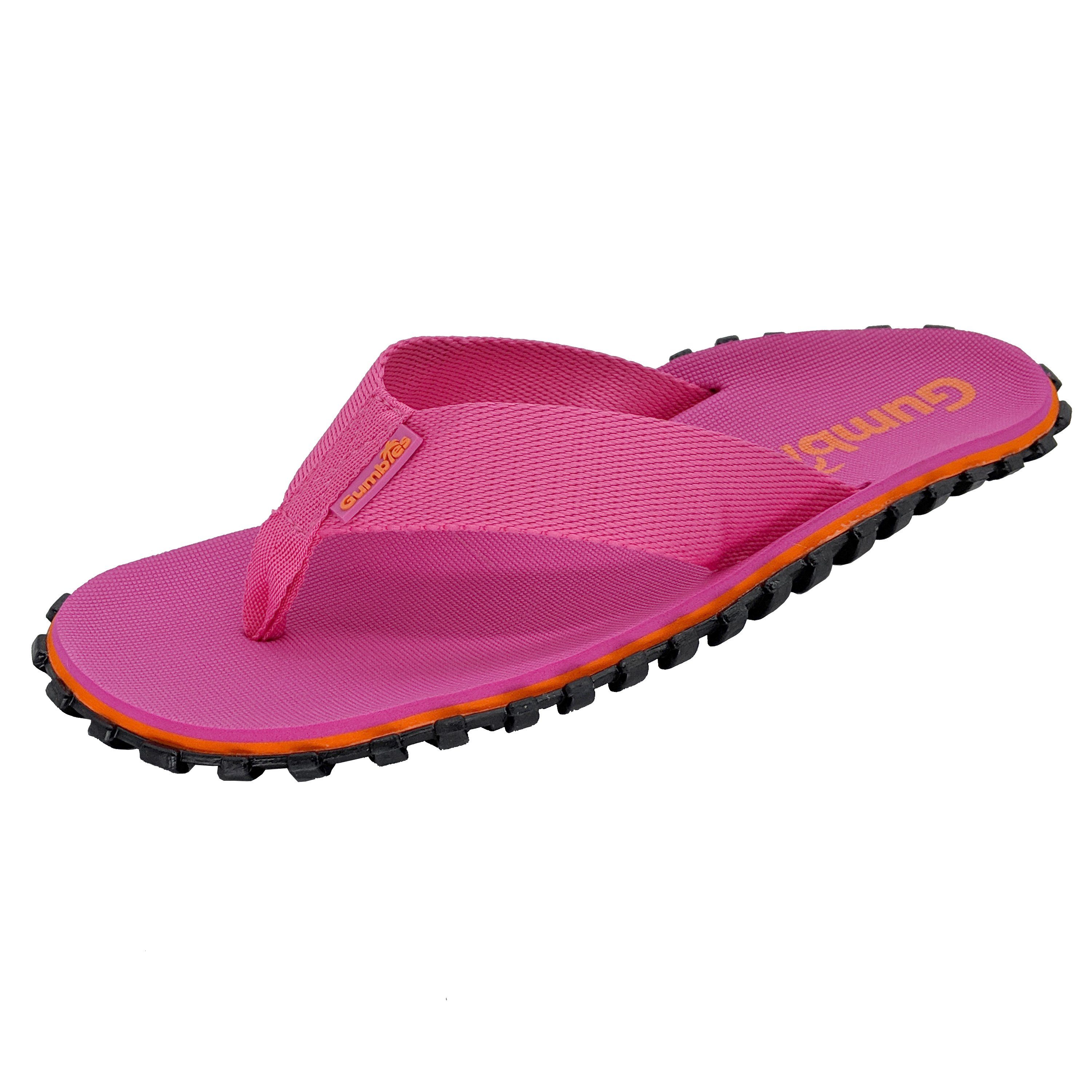 Gumbies Duckbills in Pink T-Strap-Zehentrenner aus recycelten Materialien hergestellt, stabile Gummisole