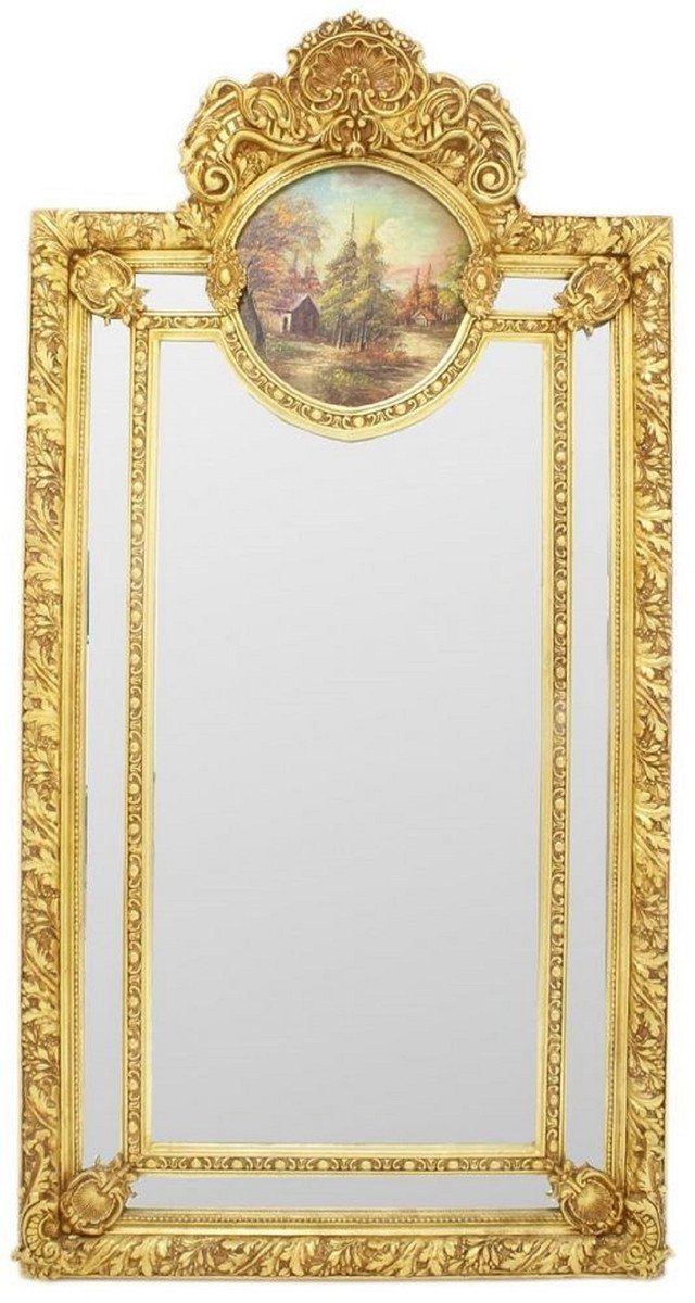 Casa Padrino Barockspiegel Barock Spiegel Gold 110 x H. 210 cm - Prunkvoller Wandspiegel im Barockstil - Antik Stil Garderoben Spiegel - Wohnzimmer Spiegel - Barock Möbel