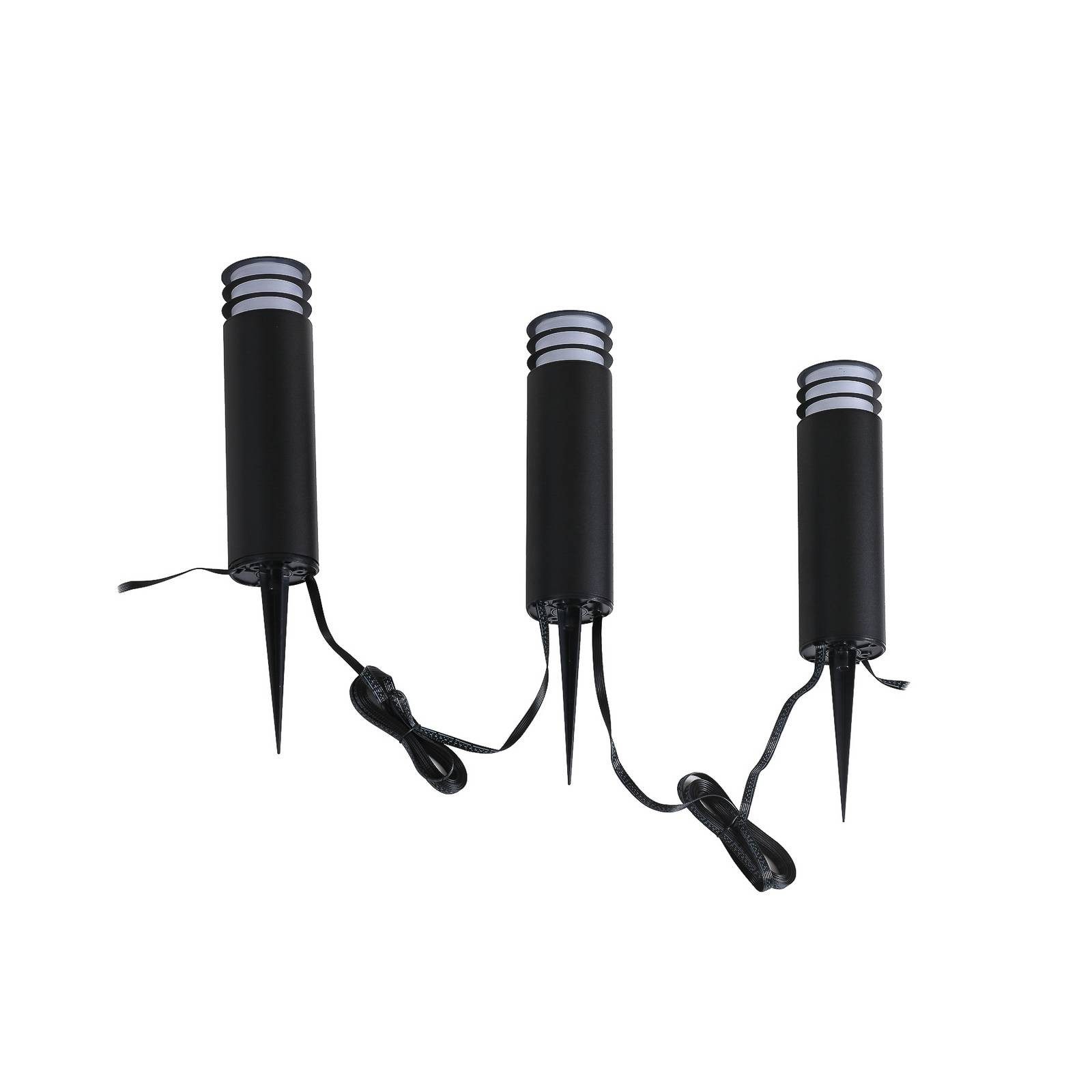 Lindby Außen-Stehlampe Kaelo, LED, Kunststoff Schwarz Farbwechsel RGB + weiß IP44, 3 x 2,8 W LED, Farbwechsel RGB + weiß