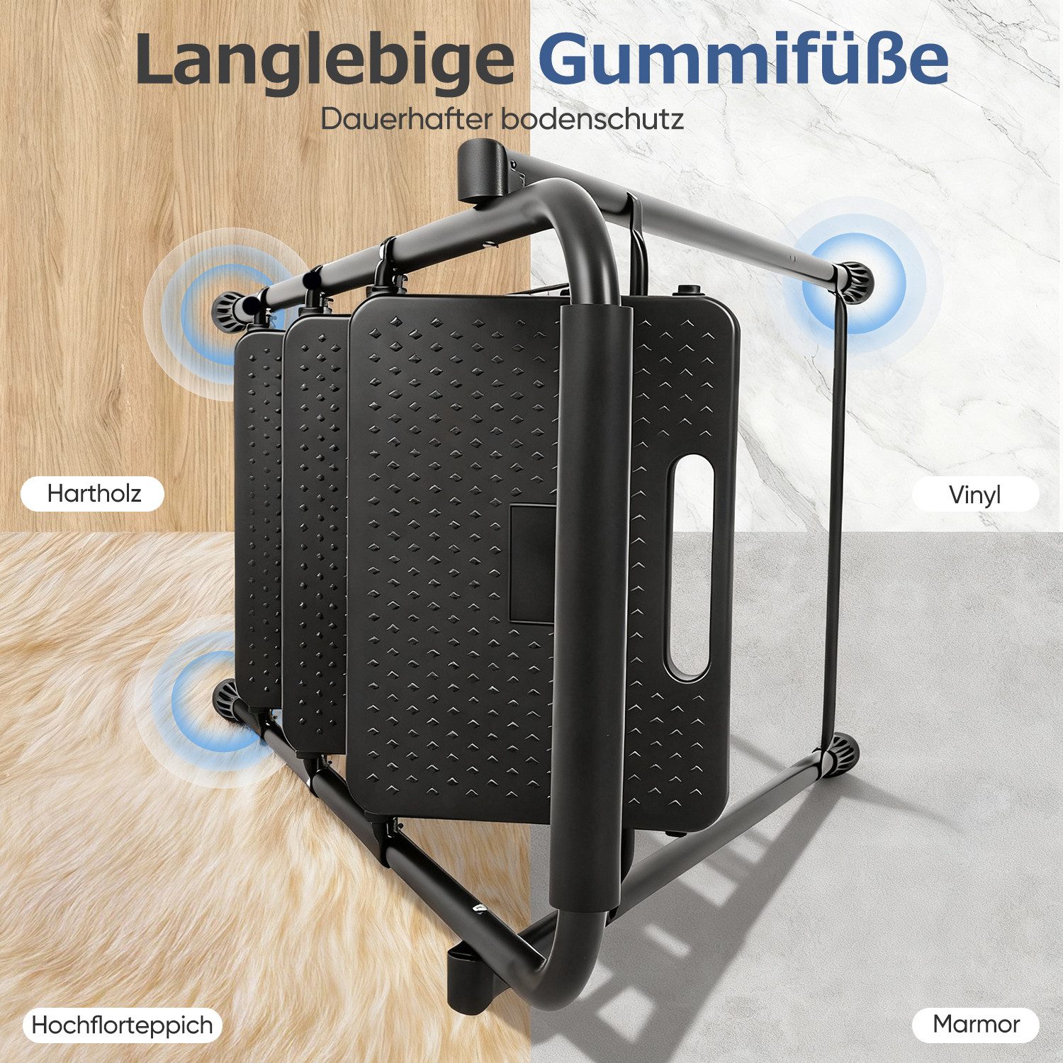 Sekey Trittleiter Klapptritt Faltbar mit extrabreiten 36 cm XXL-Trittstufen, Anti-Rutsch, Haushaltsleiter 3 Stufen klappbar, für Zuhause & Küche, bis 150 kg – Bild 3 von 5
