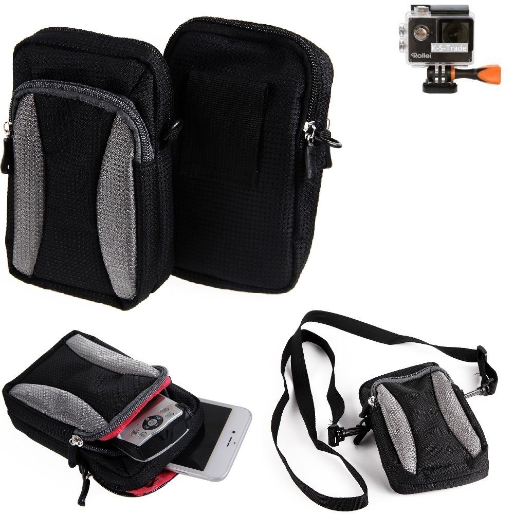 K-S-Trade Kameratasche für Rollei Actioncam 425, Fototasche Gürtel-Tasche  Holster Umhänge Tasche Kameratasche