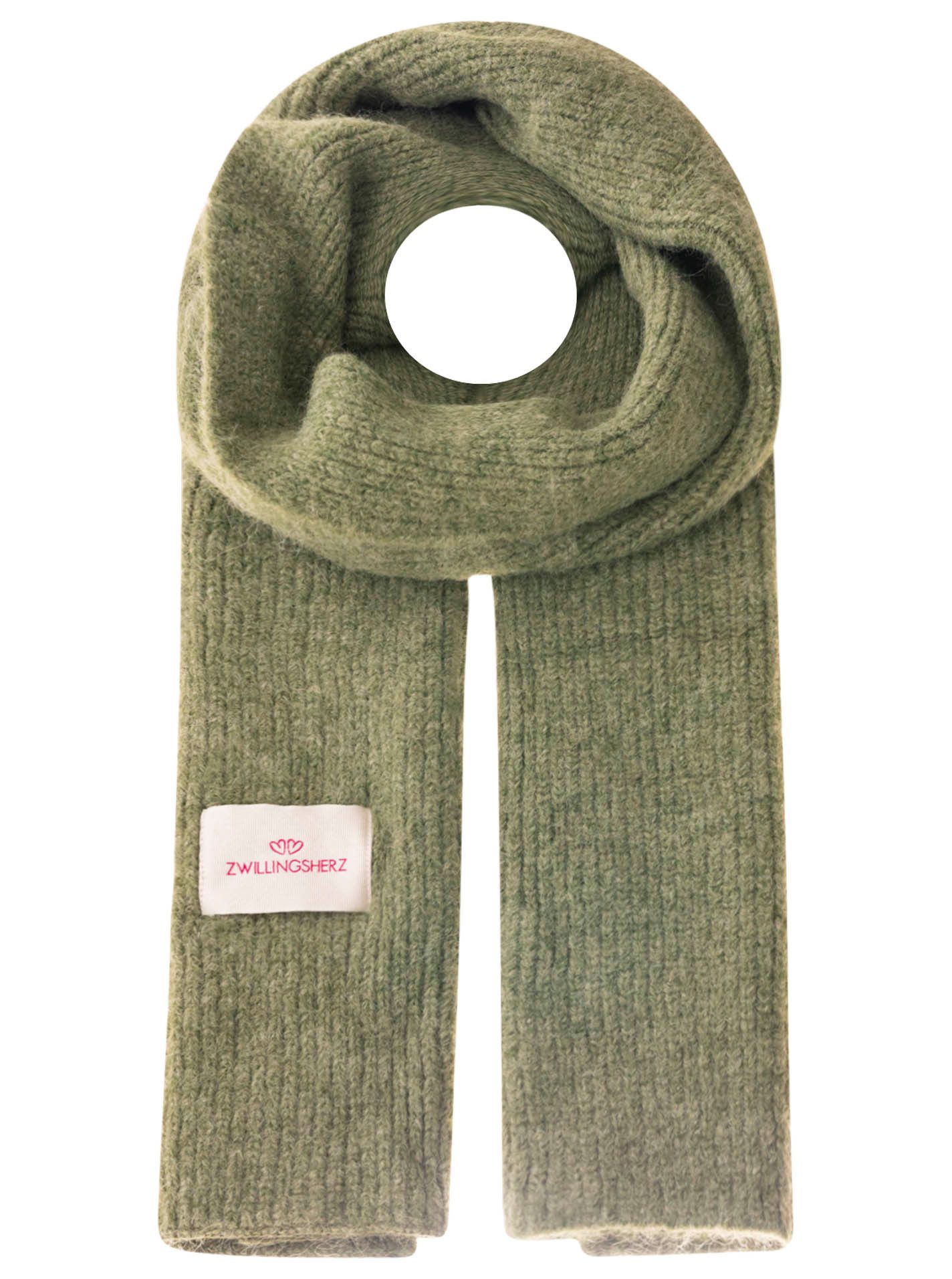 Zwillingsherz Strickschal "Zwillingsherz Patch", gerippt, mit Wolle und Pat günstig online kaufen