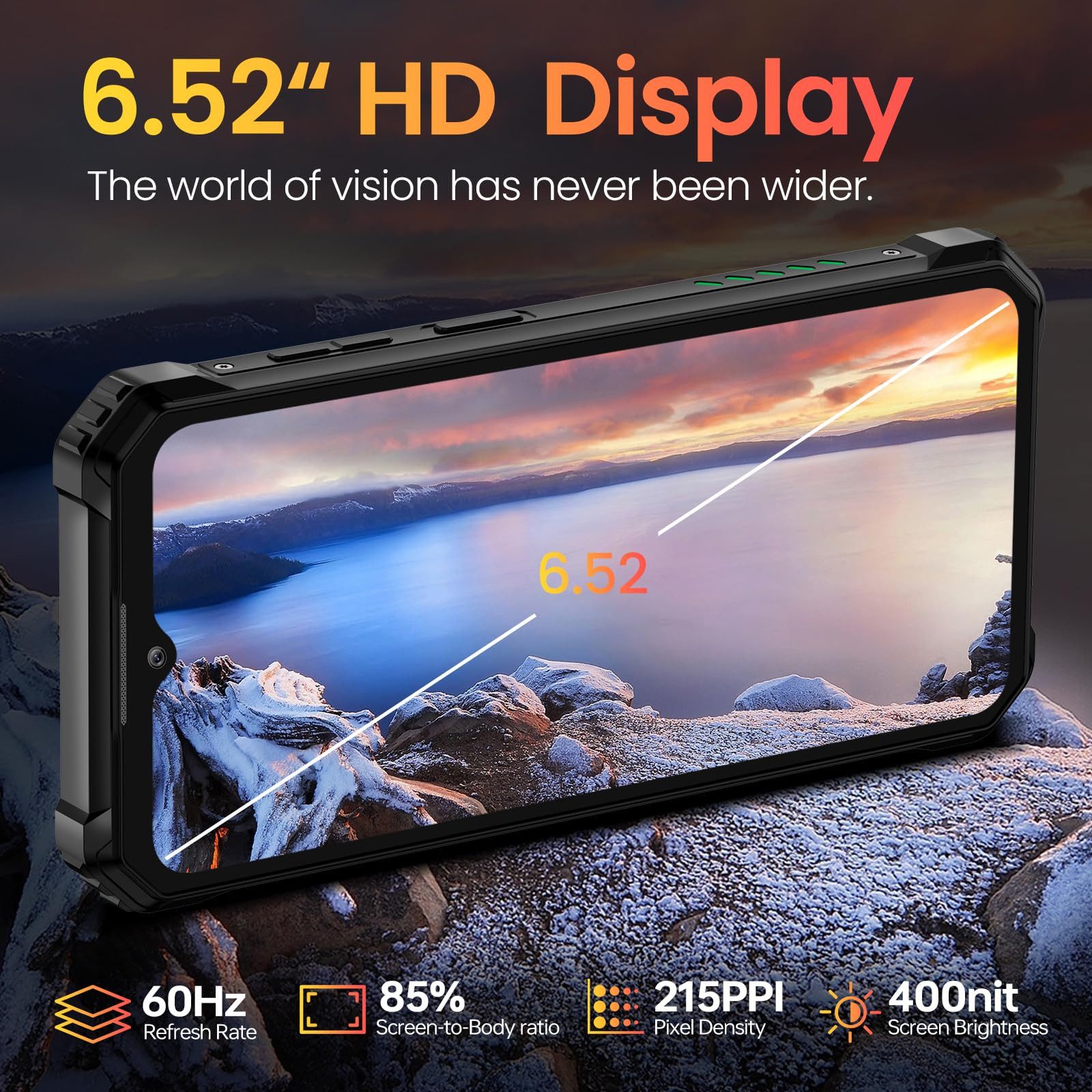 OUKITEL WP28E 16GB RAM + 64GB ROM/TF 1TB, 4G Outdoor Smartphone (16,56 cm/6.52 Zoll, 64 GB Speicherplatz, 13 MP Kamera, 6.52'' HD Display, 10600mAh, IP68/IP69K, – Bild 5 von 5