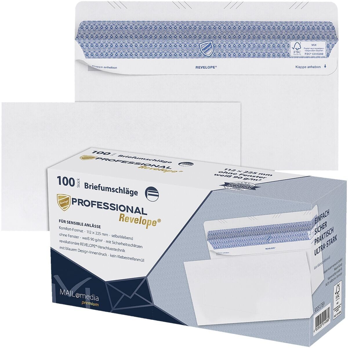 MAILMEDIA Versandtasche Professional, DIN lang+, ohne Fenster, selbstklebend