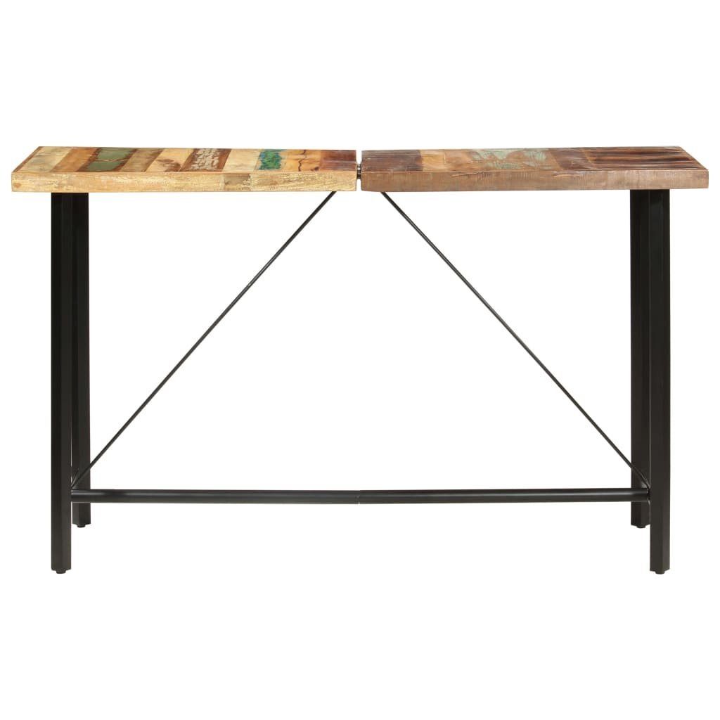 vidaXL Essgruppe 9-tlg. Bar-Set Recyceltes Massivholz, Echtleder und Canvas, (9-tlg)