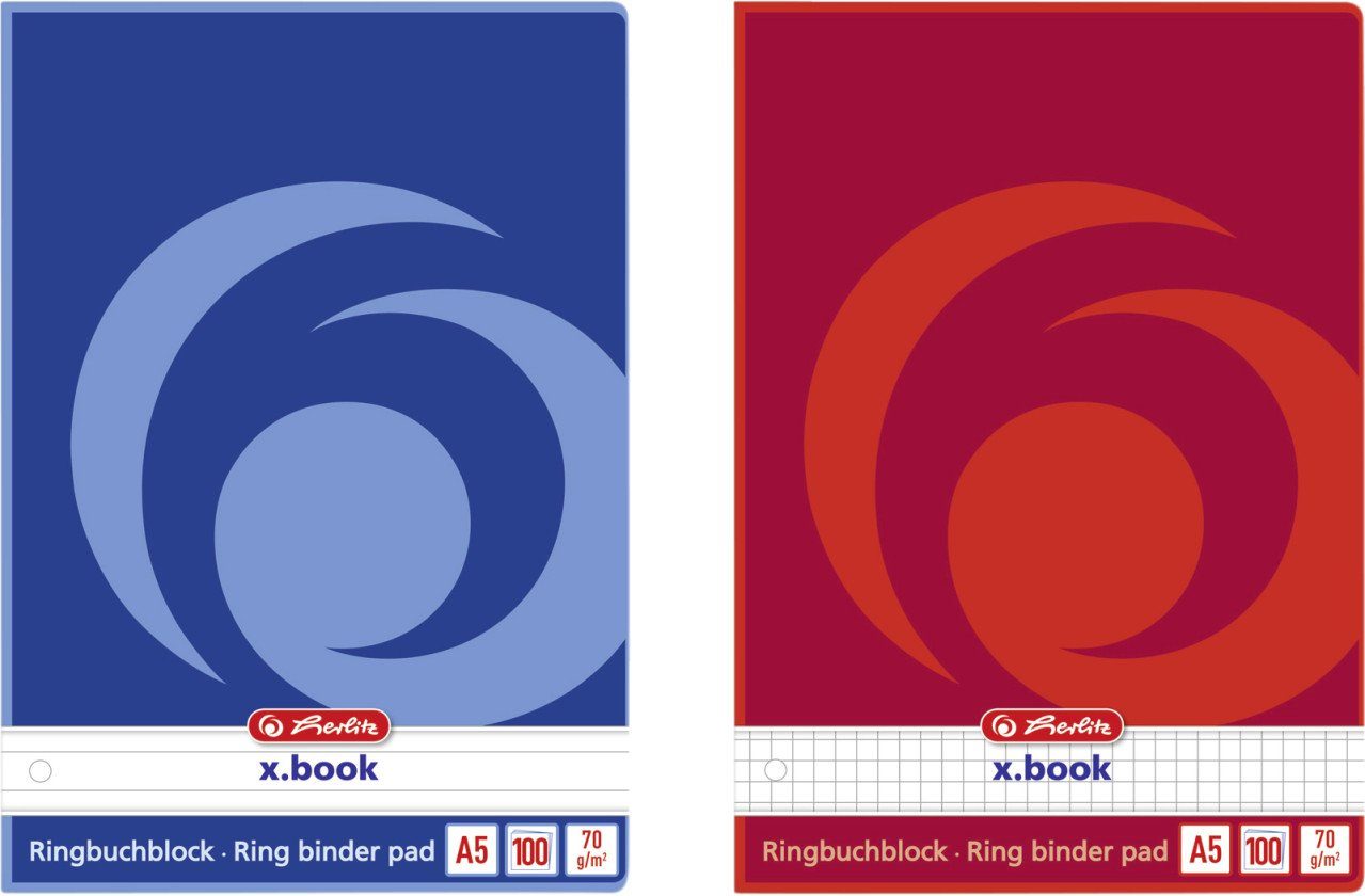 Herlitz Collegeblock herlitz Ringbuchblock A5 100 Blatt kariert 6er