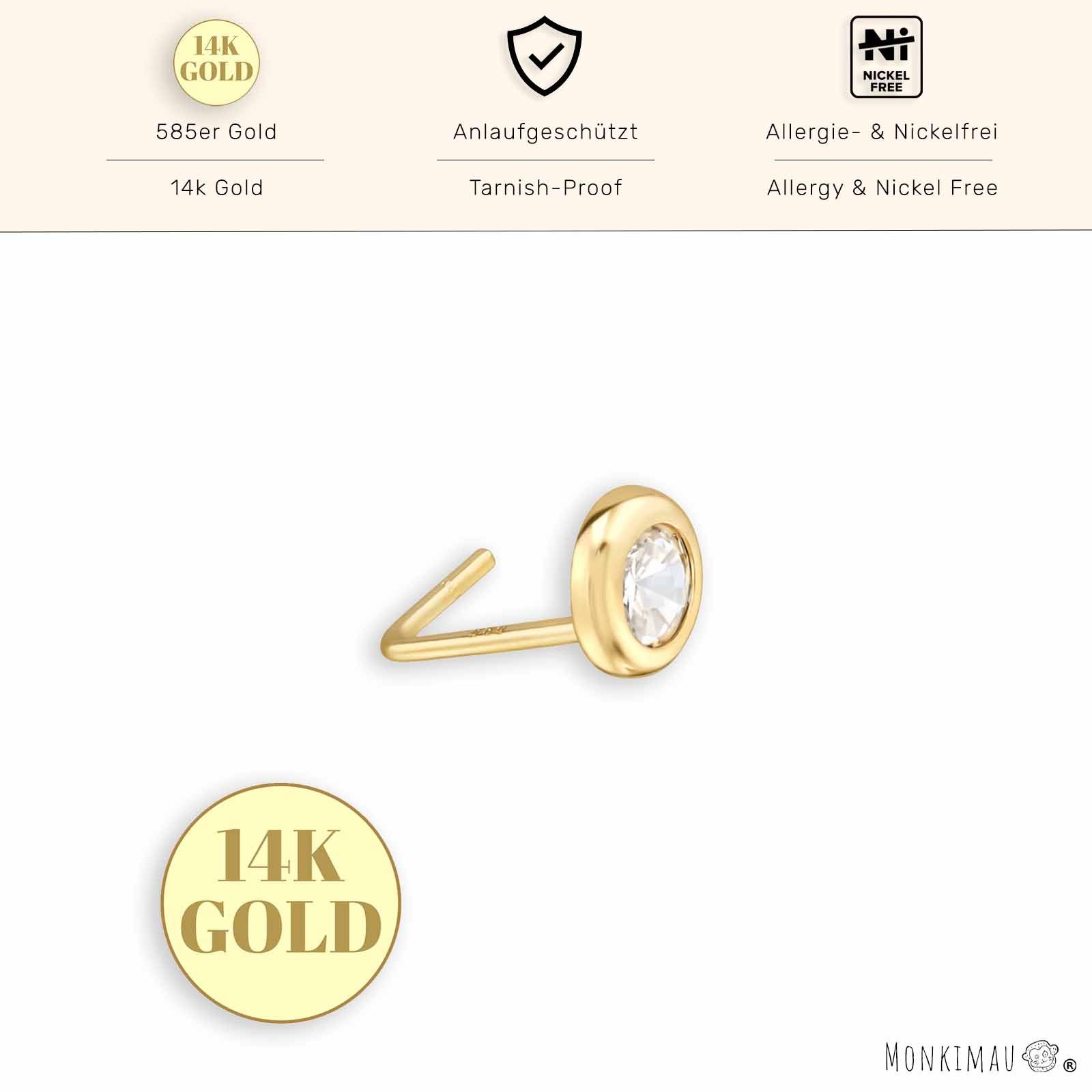 Monkimau Nasenpiercing 14K Gold Nasenstecker 3mm Zirkonia Nasenschmuck 585 günstig online kaufen