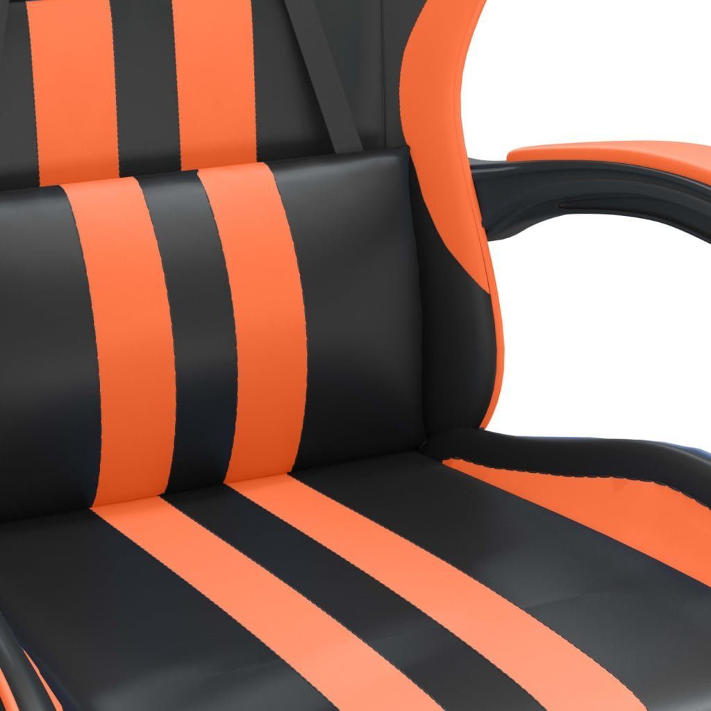 vidaXL Gaming-Stuhl Gaming-Stuhl Schwarz Drehbar Orange | & und St) Schwarz mit (1 Orange Kunstleder Schwarz und Fußstütze Orange