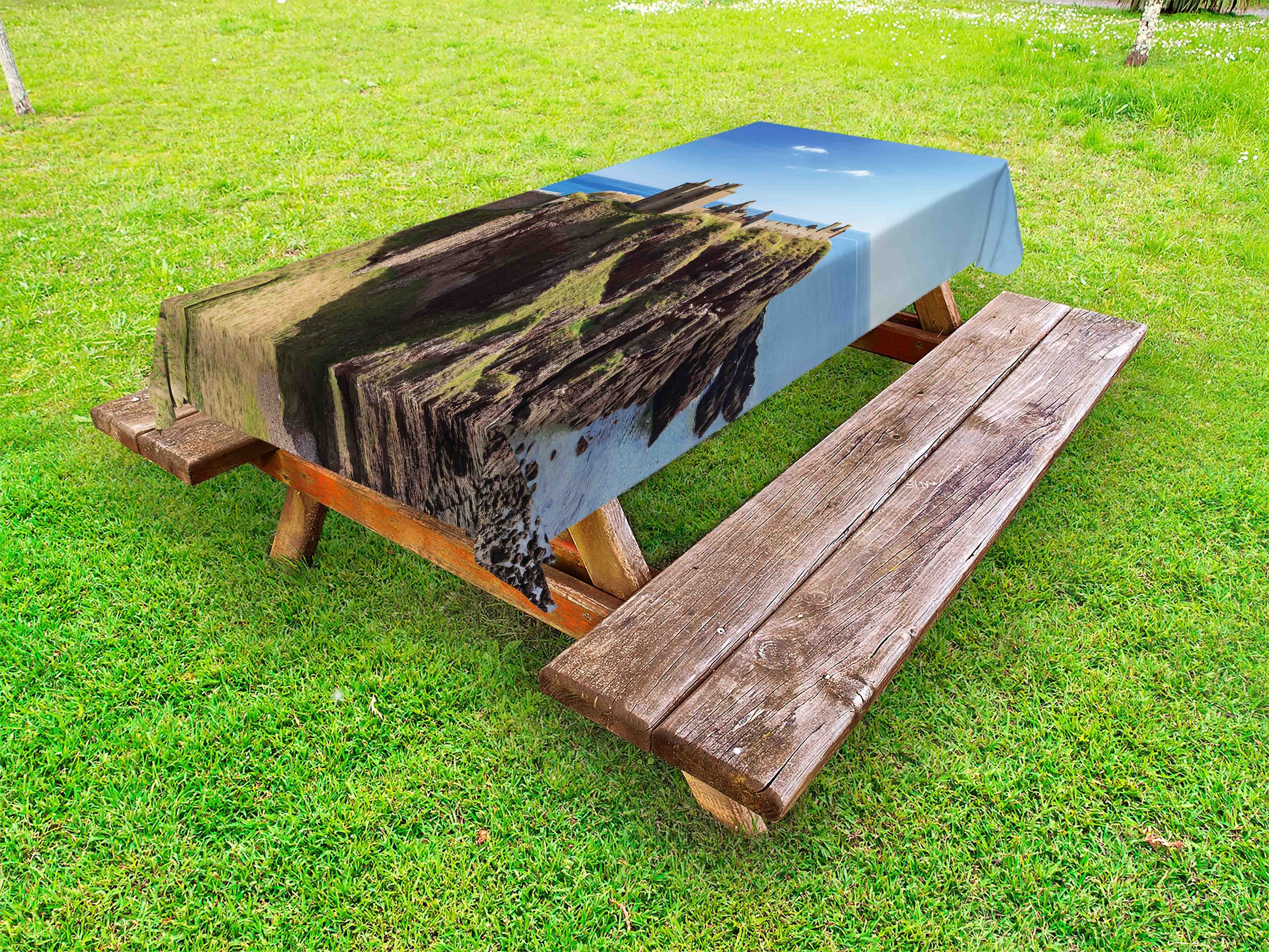 Abakuhaus Tischdecke dekorative waschbare Picknick-Tischdecke, Schottland Dunnottar Castle Blue Sky