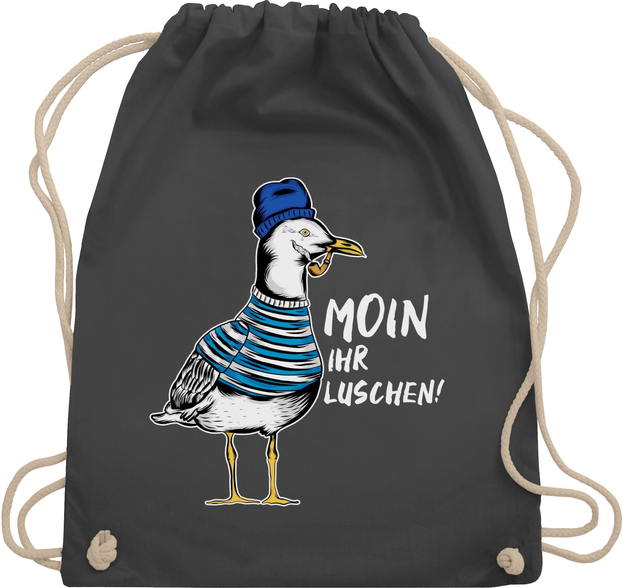 Shirtracer Turnbeutel Moin ihr Luschen - Coole Möwe - Weiß, Sprüche Statement