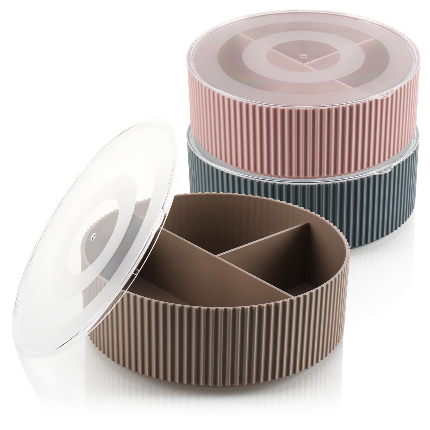 com-four Aufbewahrungsbox Organizer mit Deckel - Aufbewahrung von Kleinutensilien (3 St), Ordnungsboxen für Schmuck, Kosmetik, Nähzeug