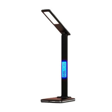 DOPWii LED Tischleuchte klappbare Schreibtischlampe mit Wecker, Temperatur und, Kalenderfunktionen, geeignet für Büros, Schlafzimmer und Arbeitszimmer