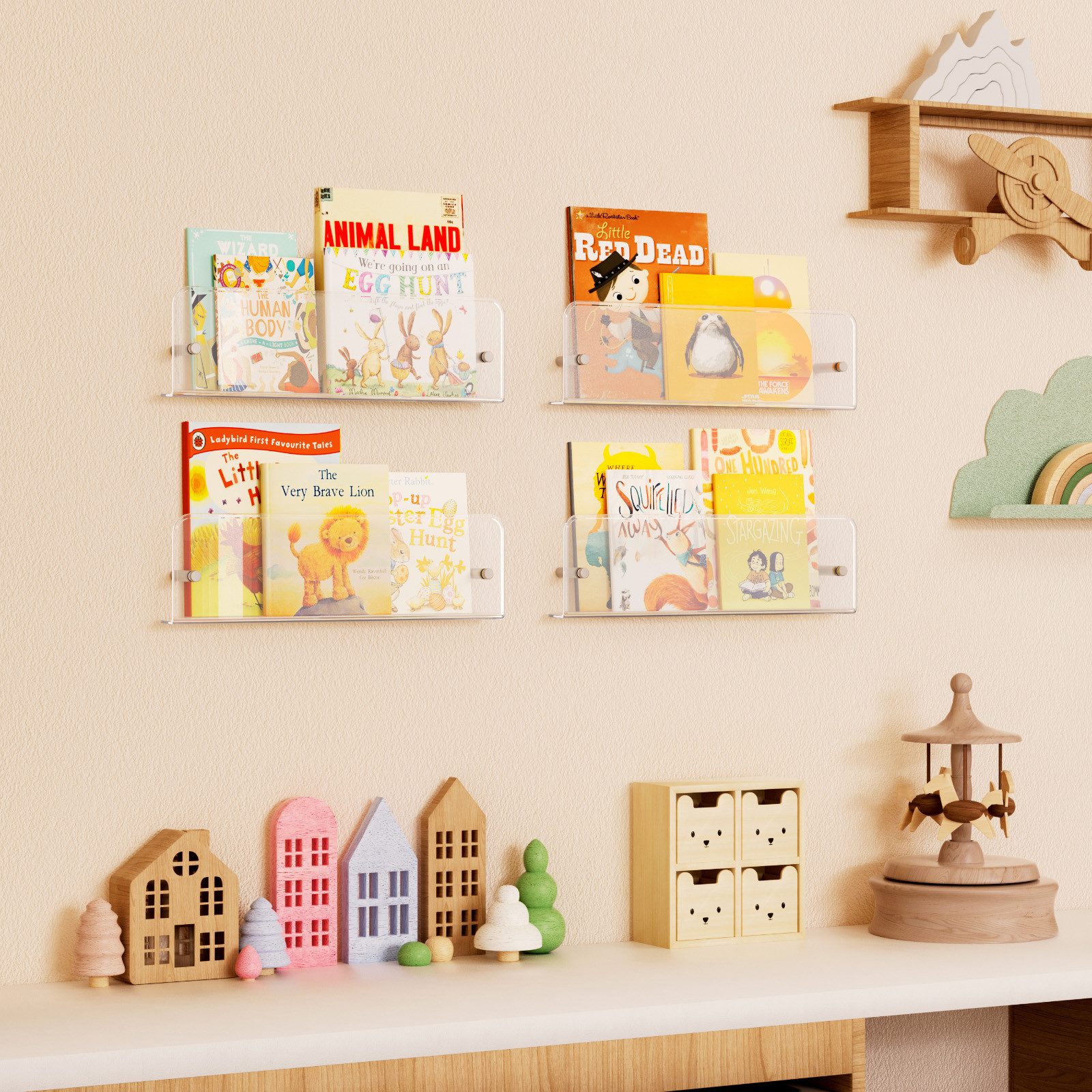 Lifewit Regalelement 39 cm klares schwebendes Kunststoffregal, Wandregal, 4-tlg.