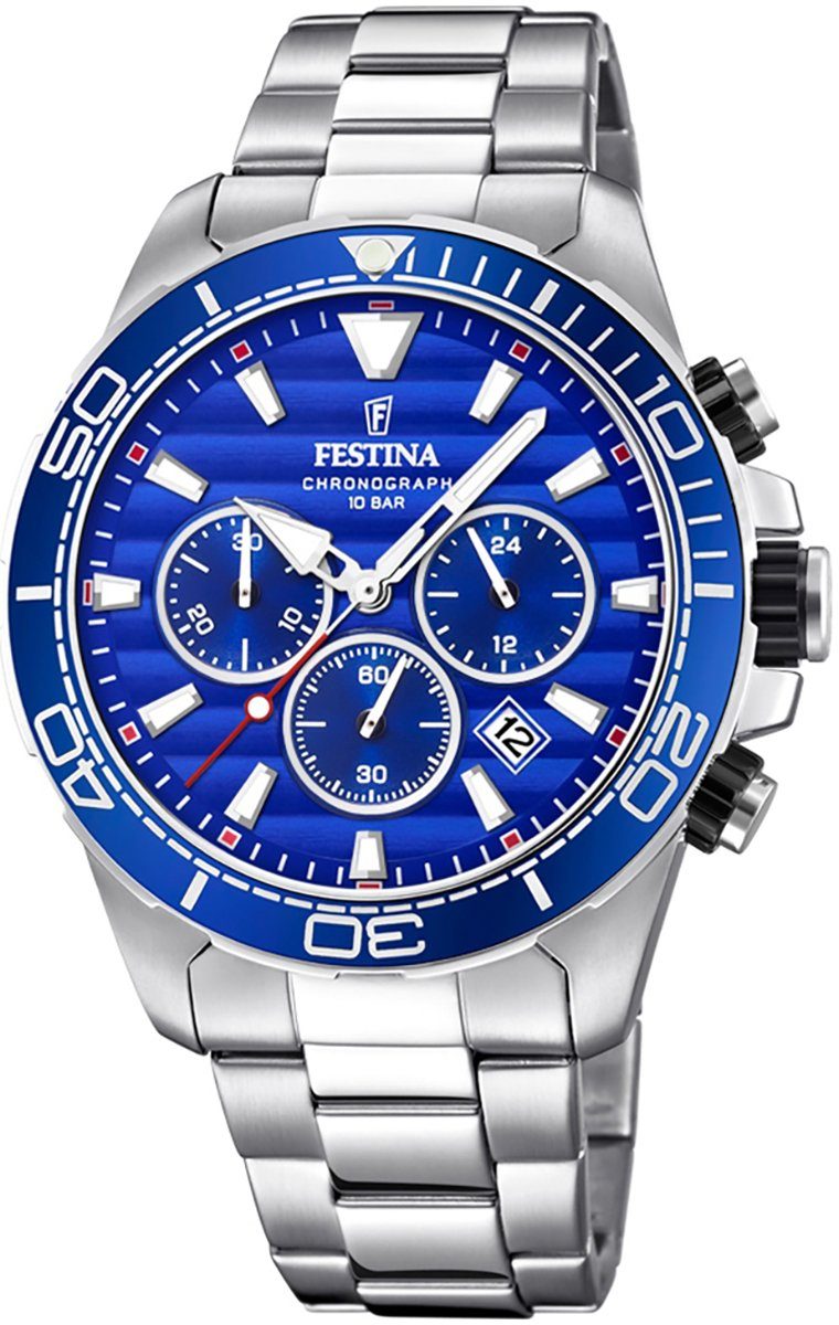 Festina Quarzuhr Festina Herren Uhr Elegant F20361/2, (Analoguhr), Herren Armbanduhr rund, Edelstahlarmband silber