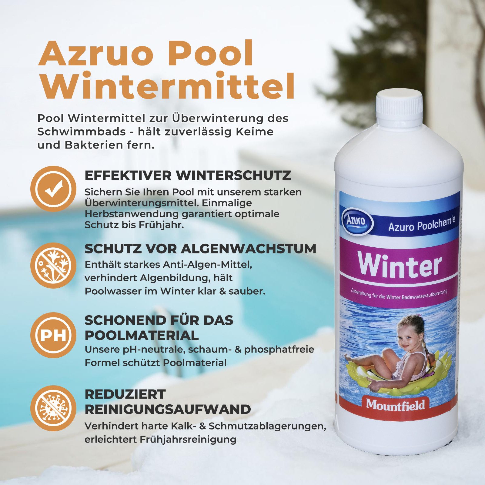 Azuro Poolpflege Winter Winterschutzmittel für Pool 1L/3L, Verhindert Kalka günstig online kaufen