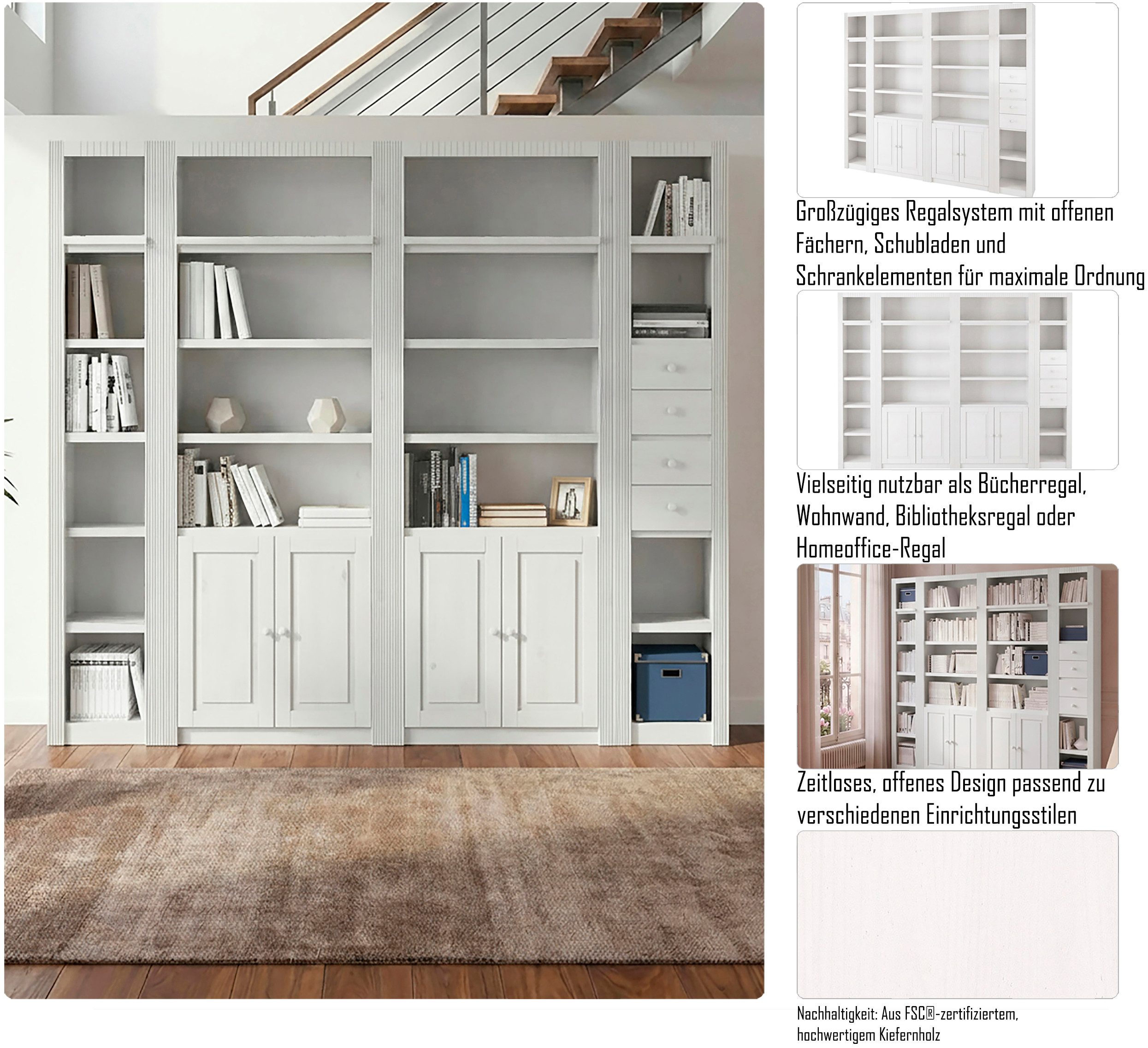 OTTO home Raumteilerregal Bergen, (8-tlg) Breite 255 cm. Reduzierter Preis € 1.449,99. Unverbindliche Preisempfehlung € 2.899,99